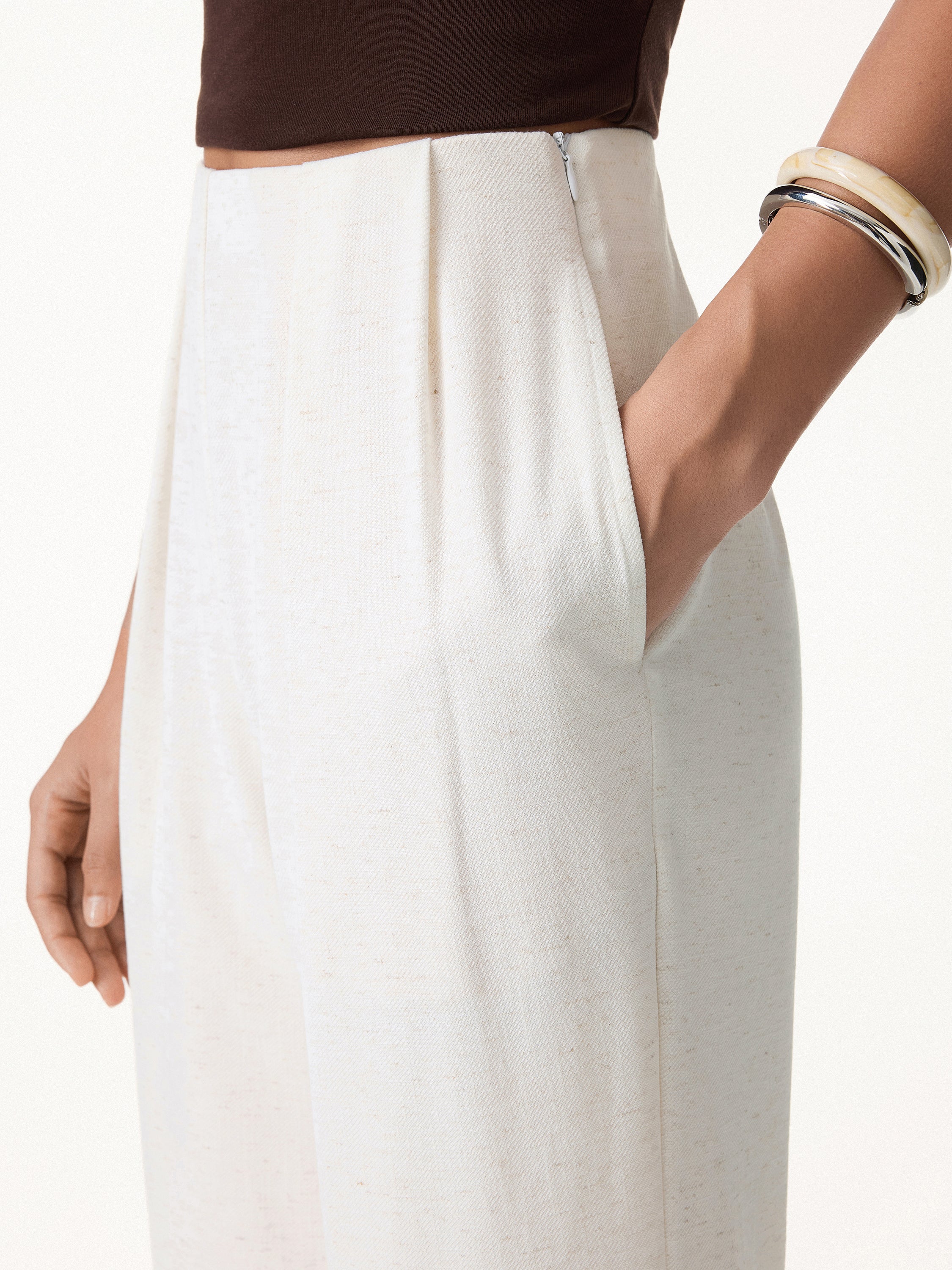 Airy Stretch Linen Wide Flare Pant with Pockets - Image 8