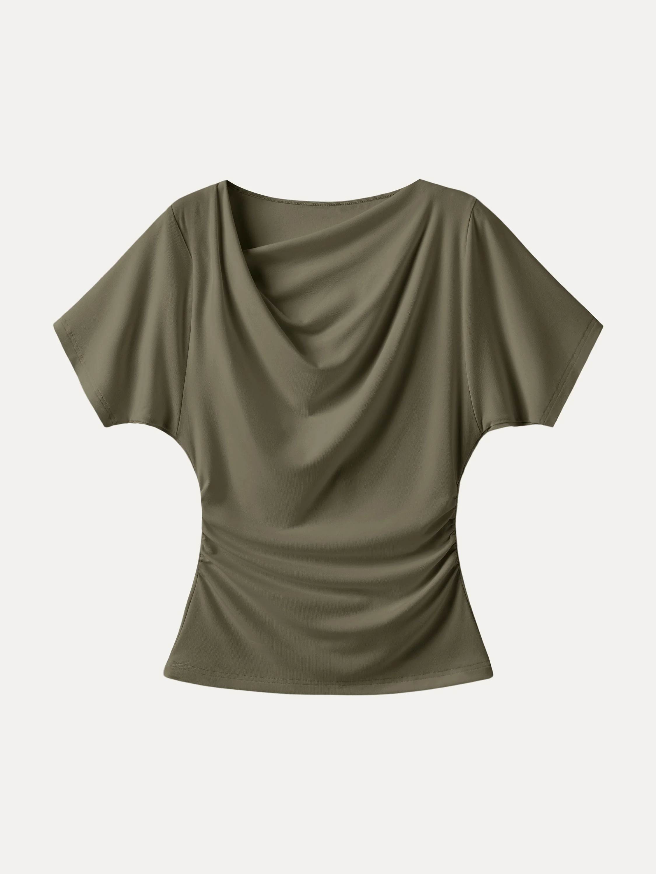 Asymmetrical Cowl Neck Ruched Top - Image 10