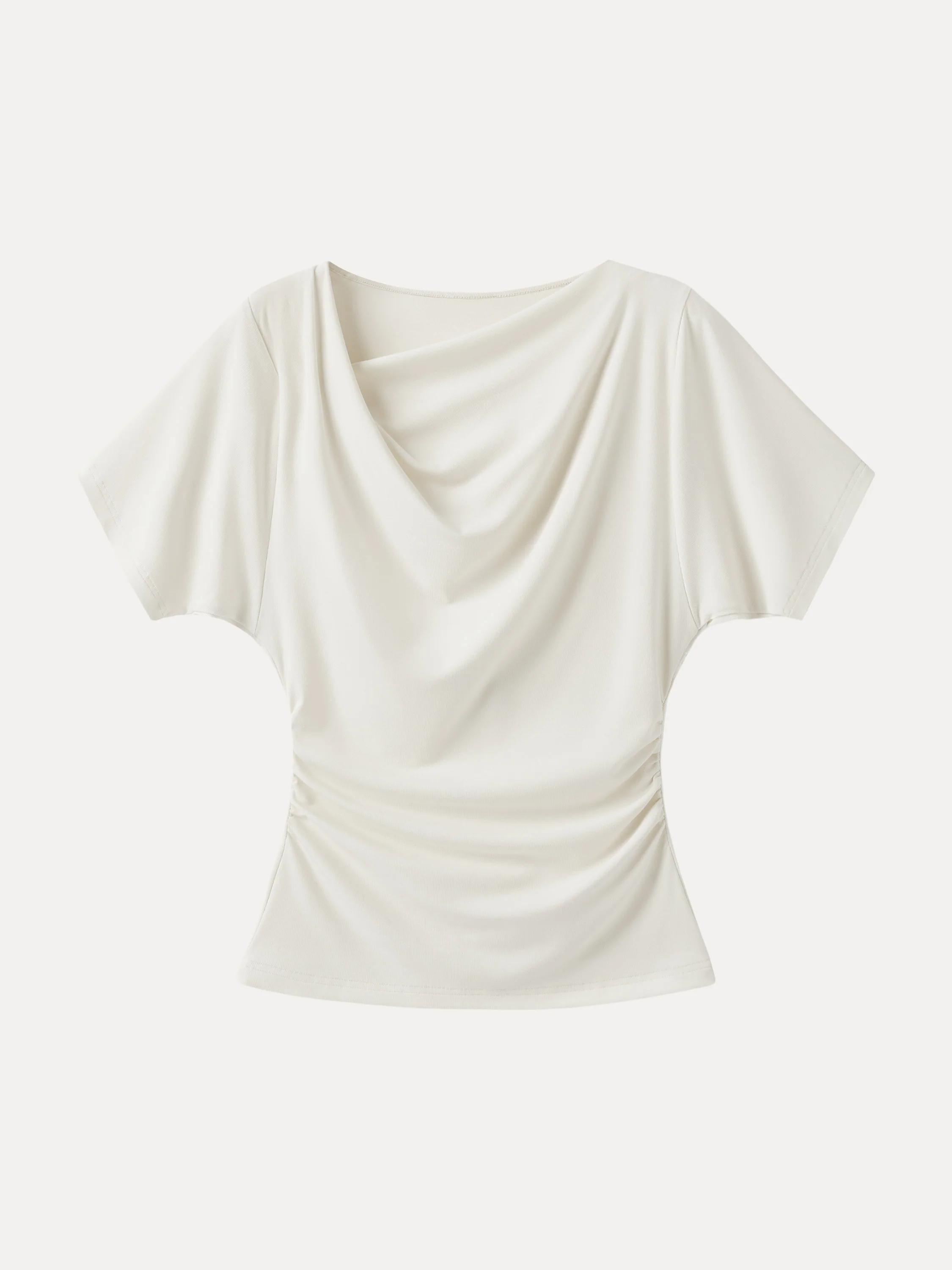 Asymmetrical Cowl Neck Ruched Top - Image 11