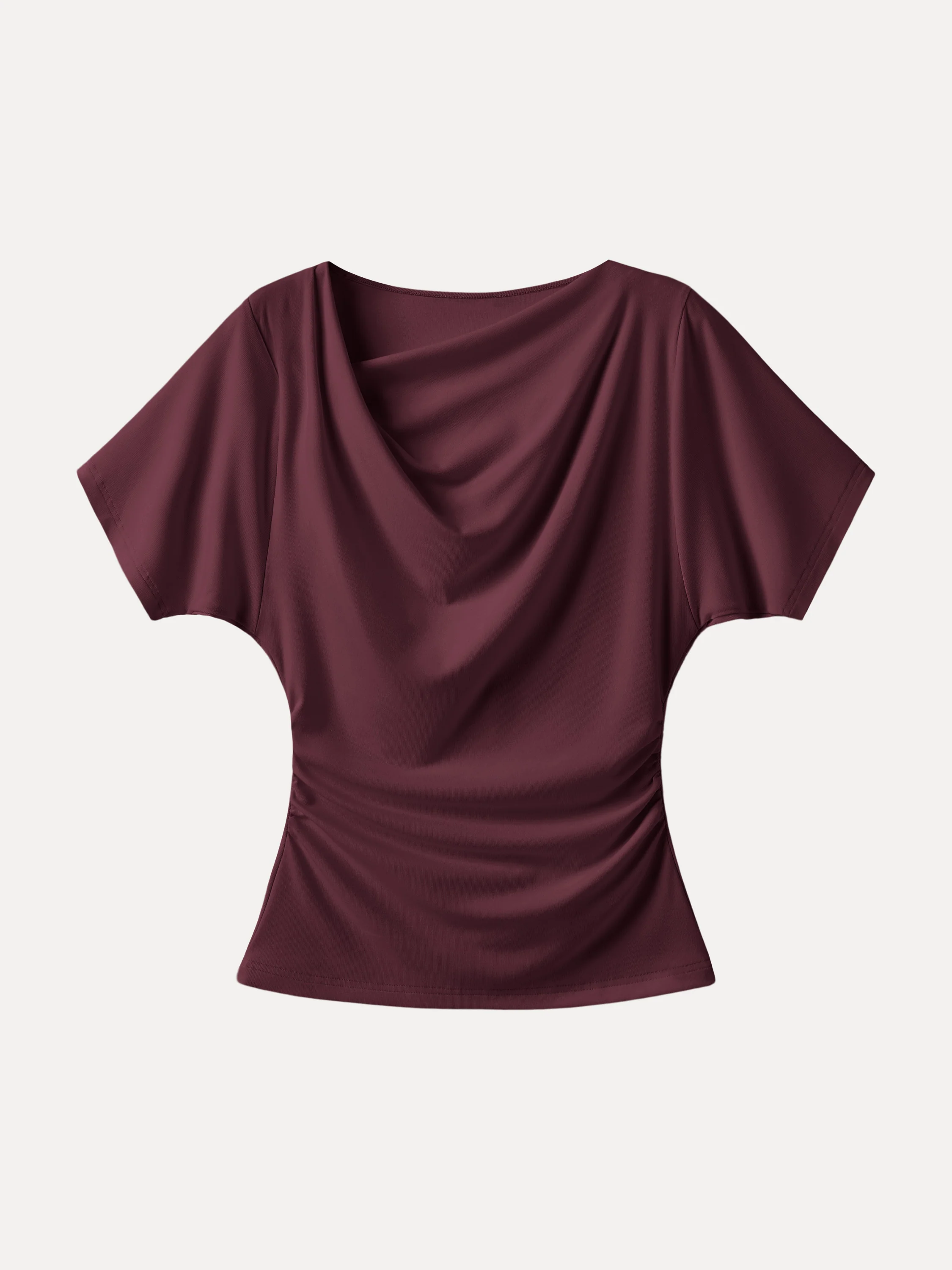 Asymmetrical Cowl Neck Ruched Top - Image 12