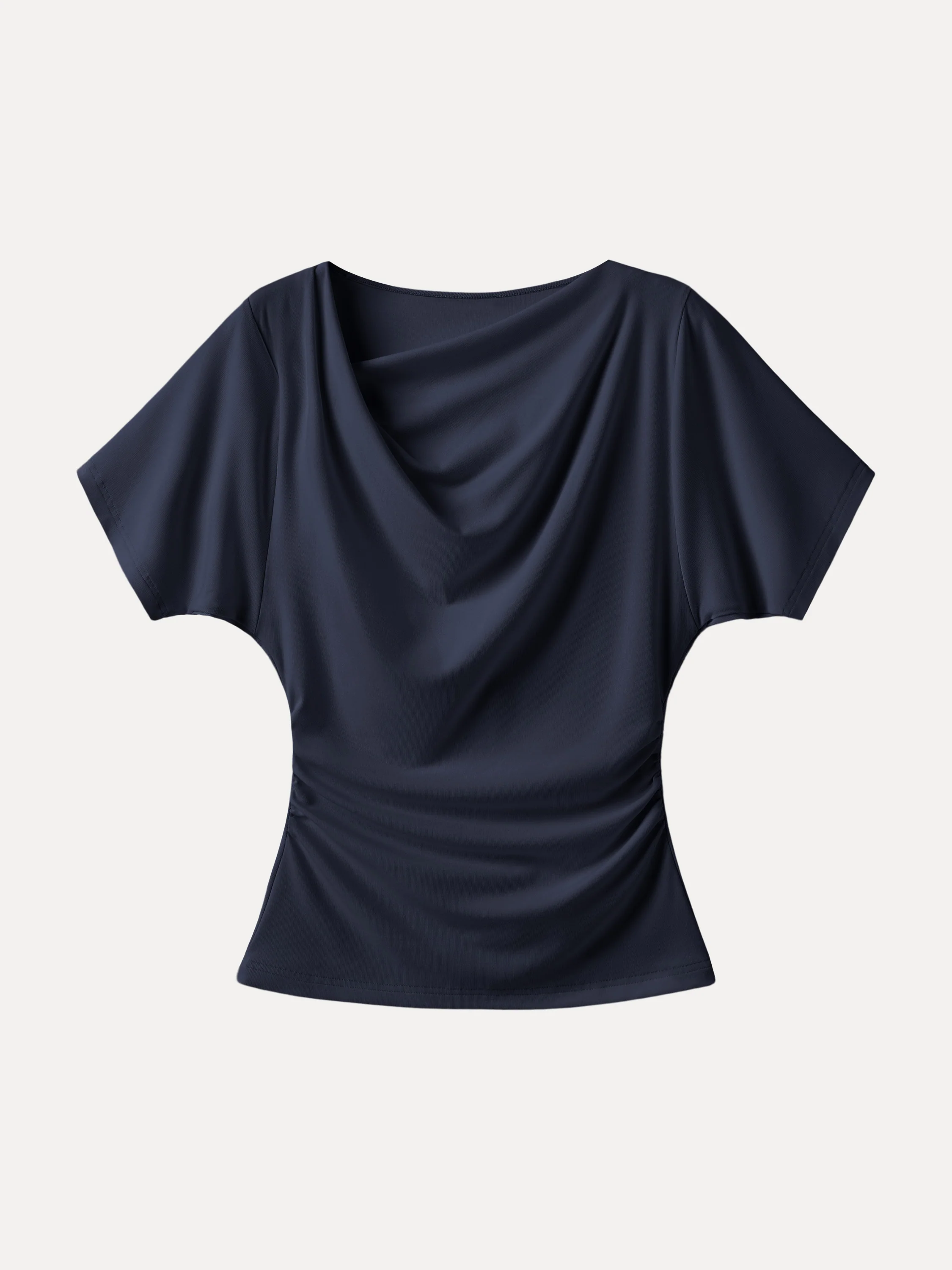 Asymmetrical Cowl Neck Ruched Top - Image 13