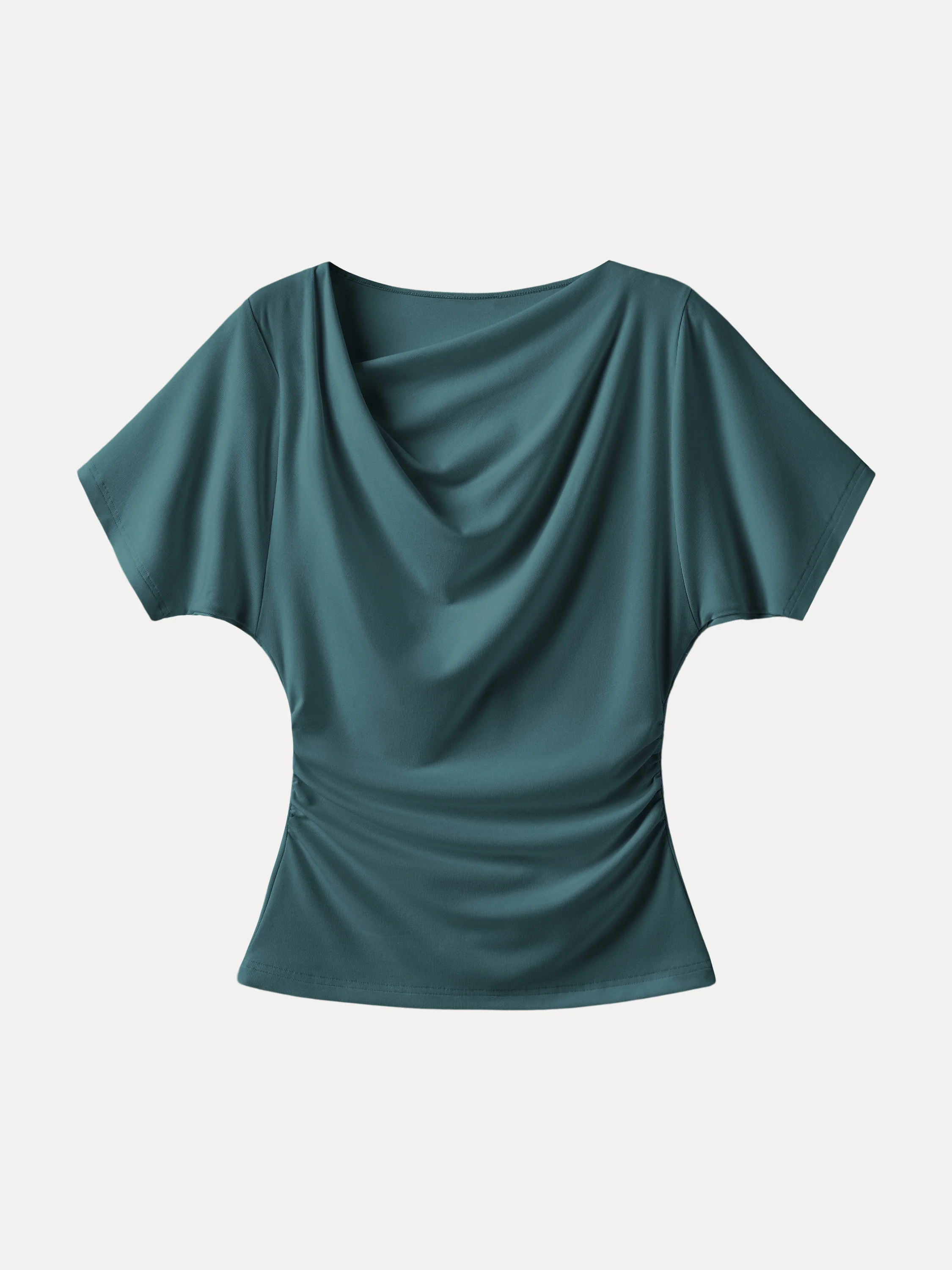 Asymmetrical Cowl Neck Ruched Top - Image 16