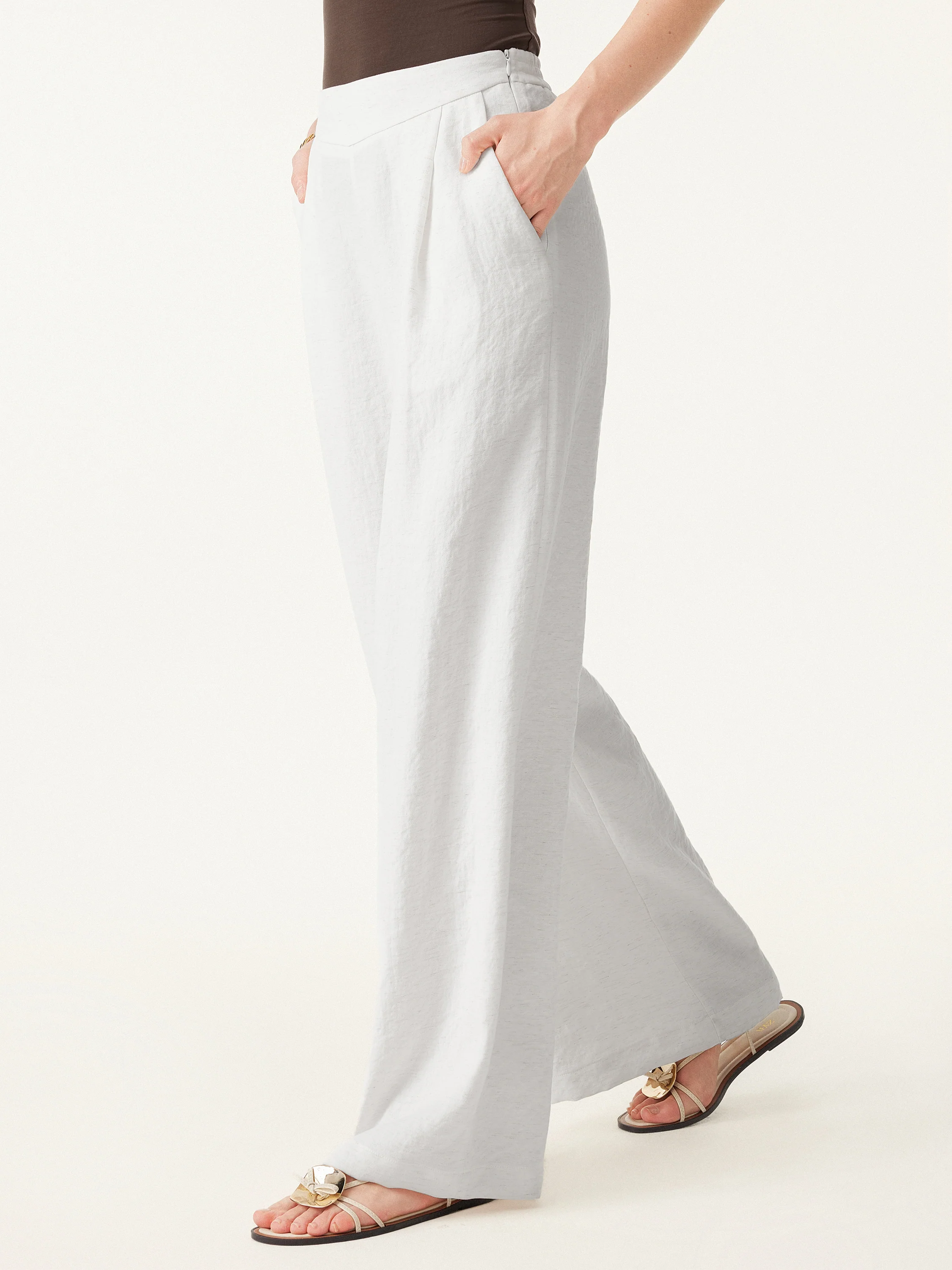 Breezy Linen Mid Rise Wide Leg Pant with Pockets - Image 5