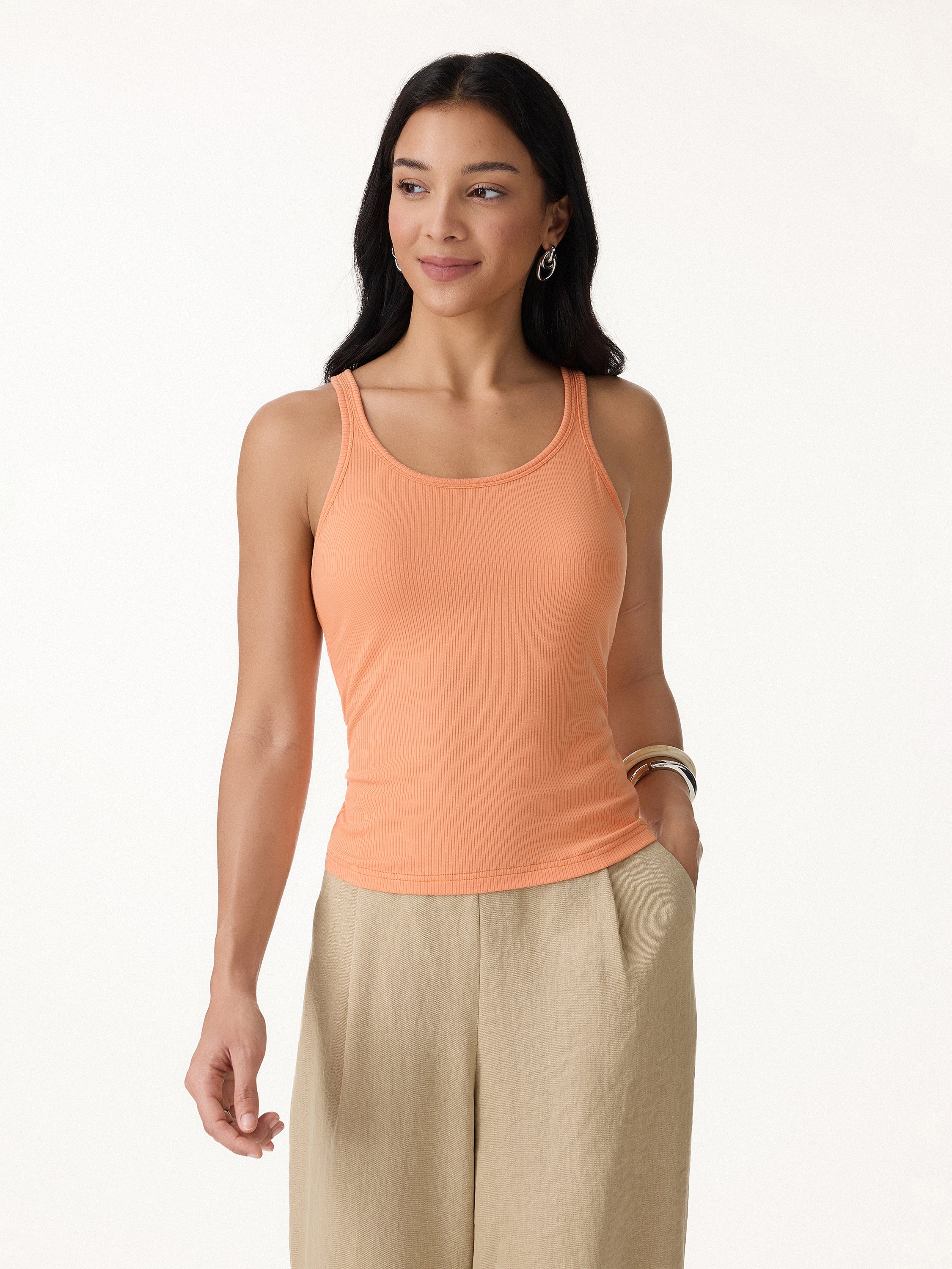 Cool-Touch Ribbed Scoop Neck Racer Back Bra Tank - Image 2