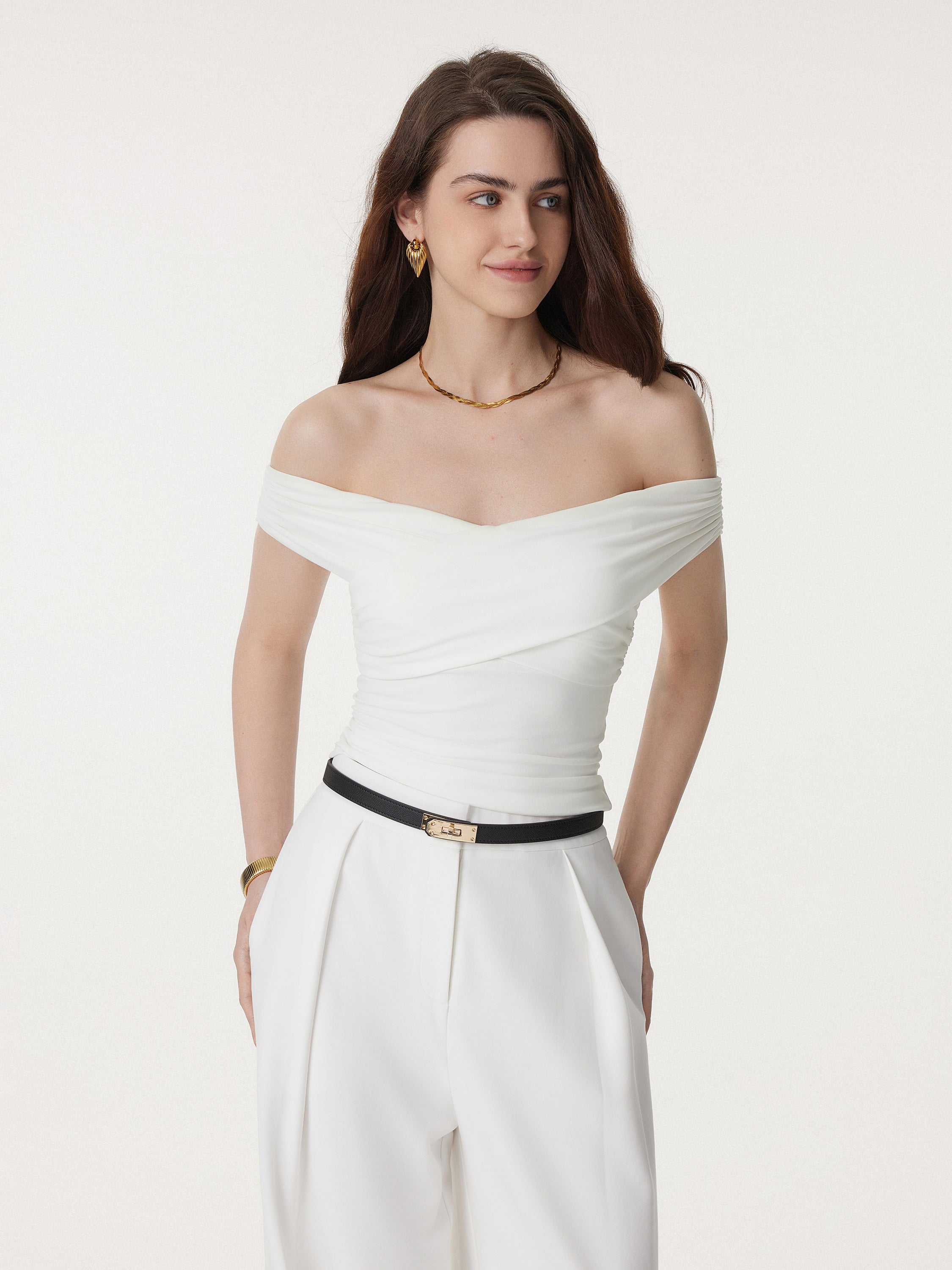 Criss Cross Off Shoulder New Airy Bra Top - Image 9