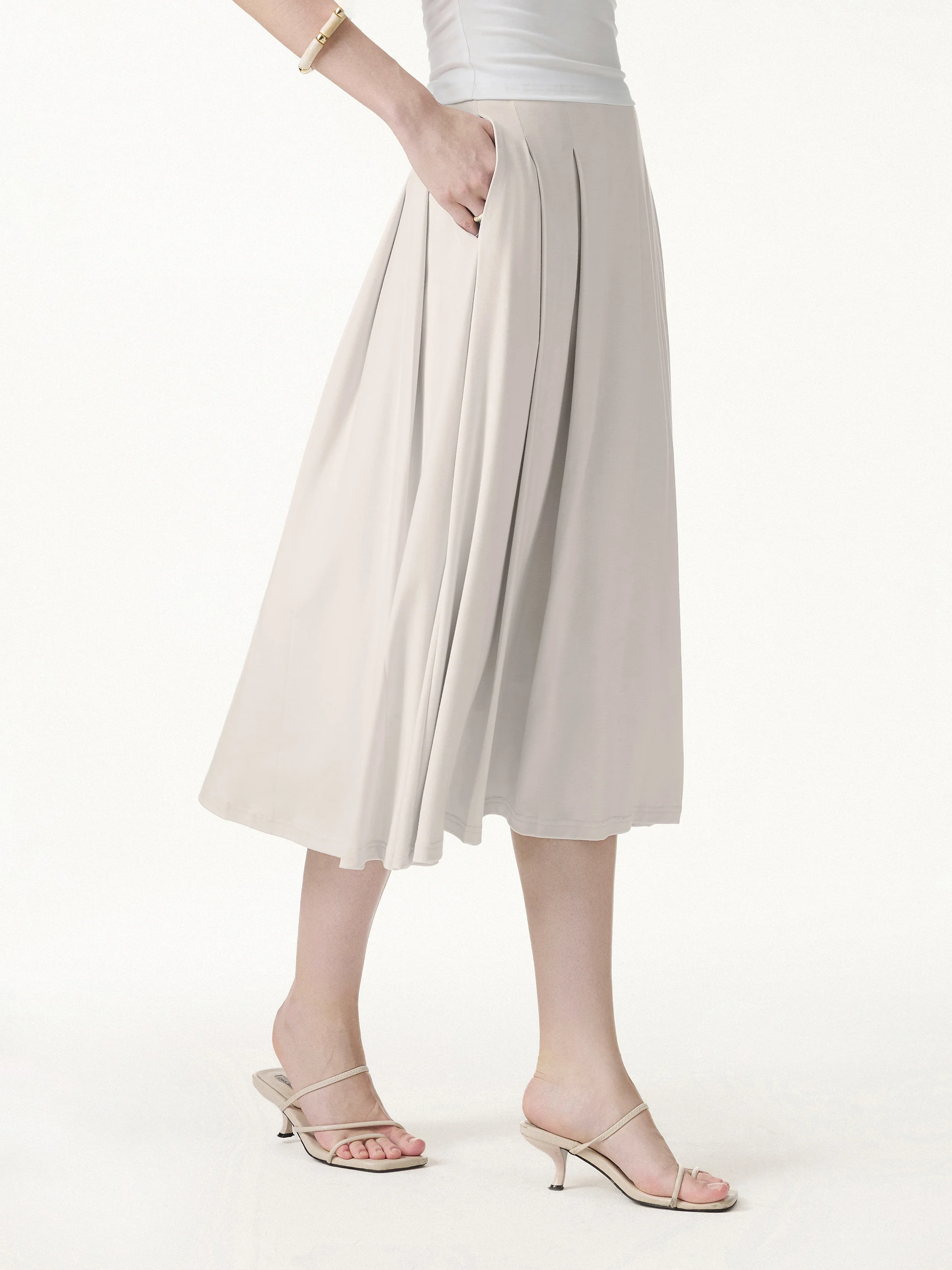 CoolTouch Circle Flare Midi Skirt with Pockets