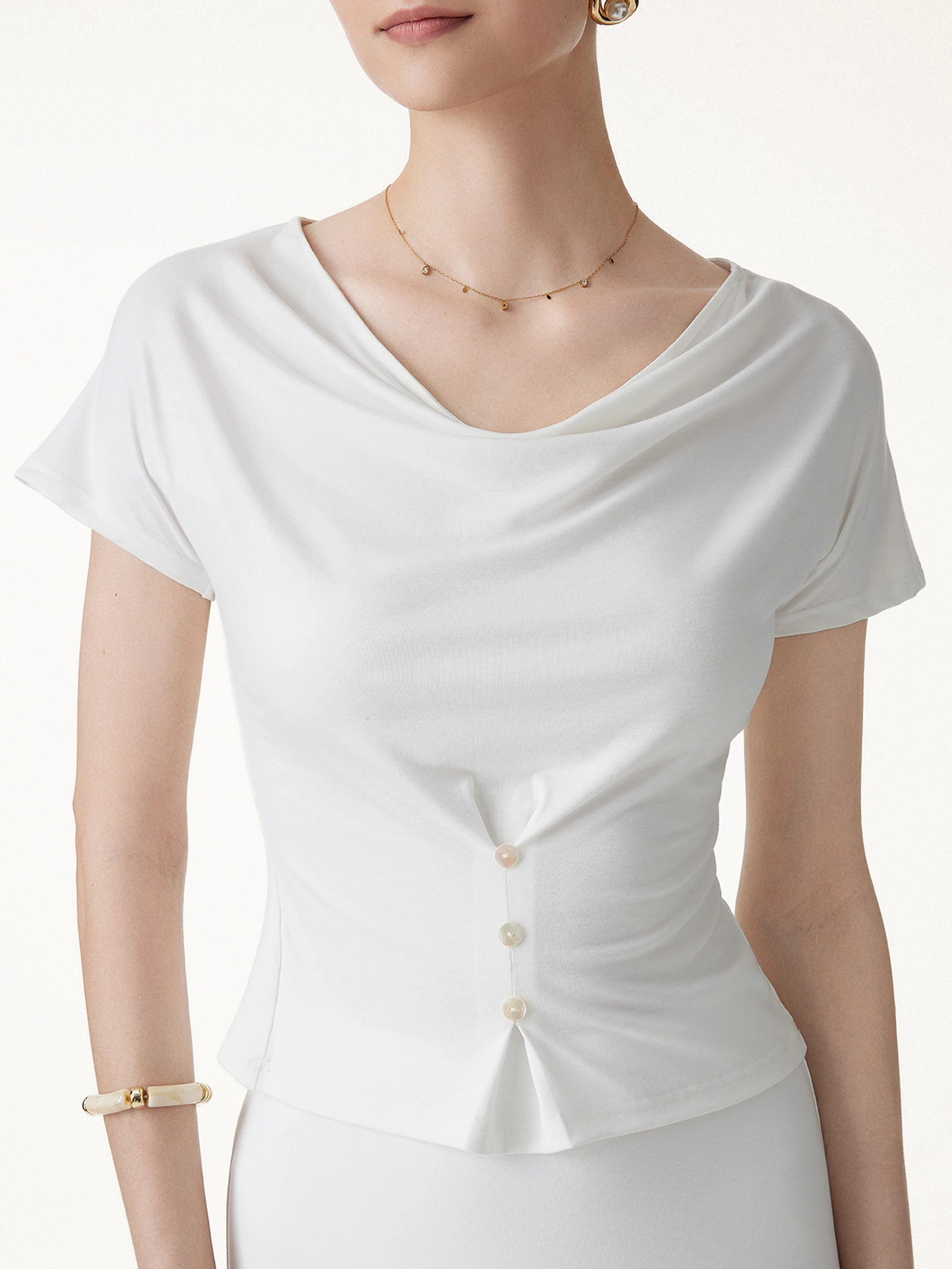 CoolTouch Cowl Neck Cap Sleeve Top - Image 5