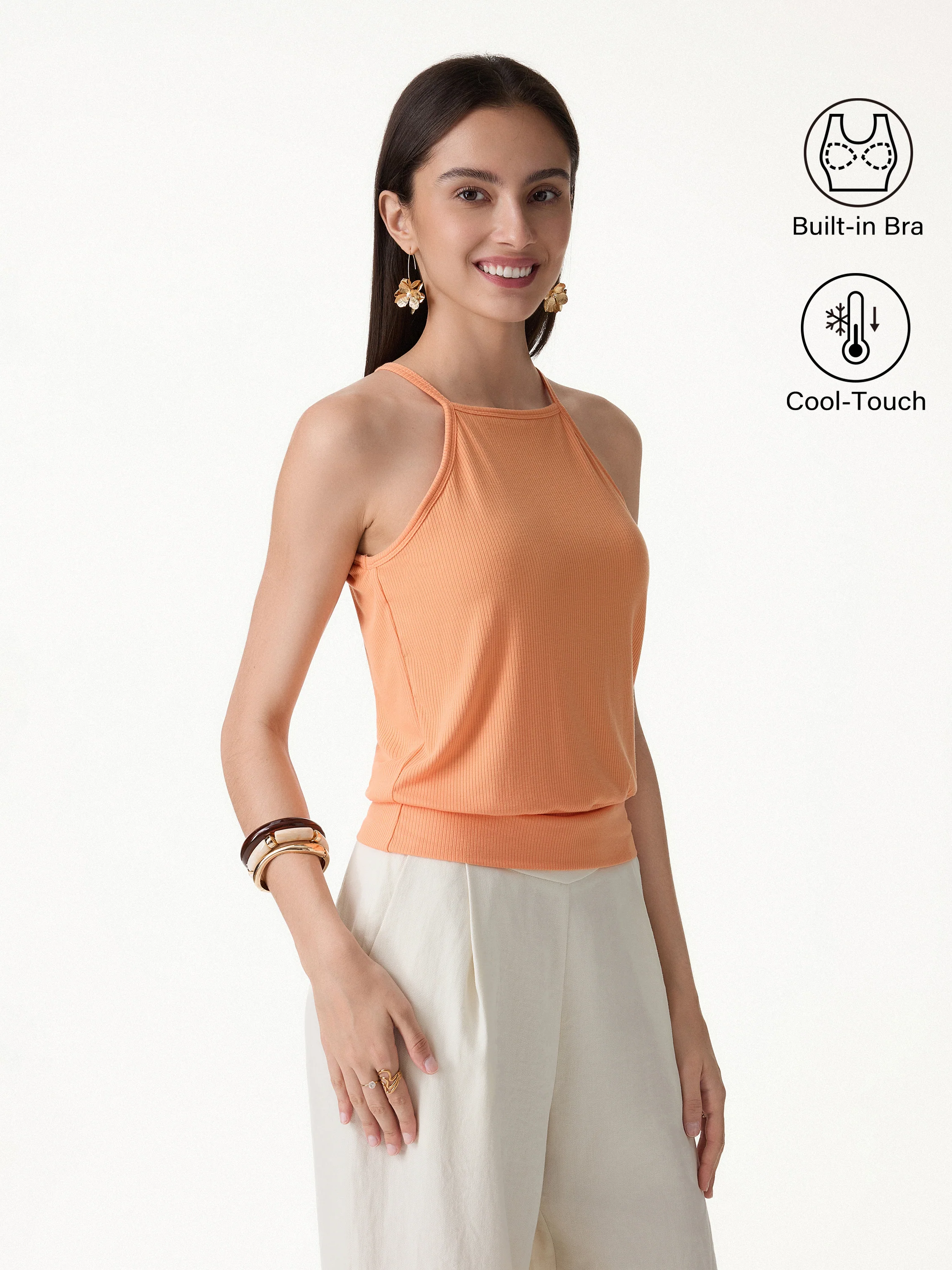 CoolTouch High Square Neck Banded Hem Bra Top