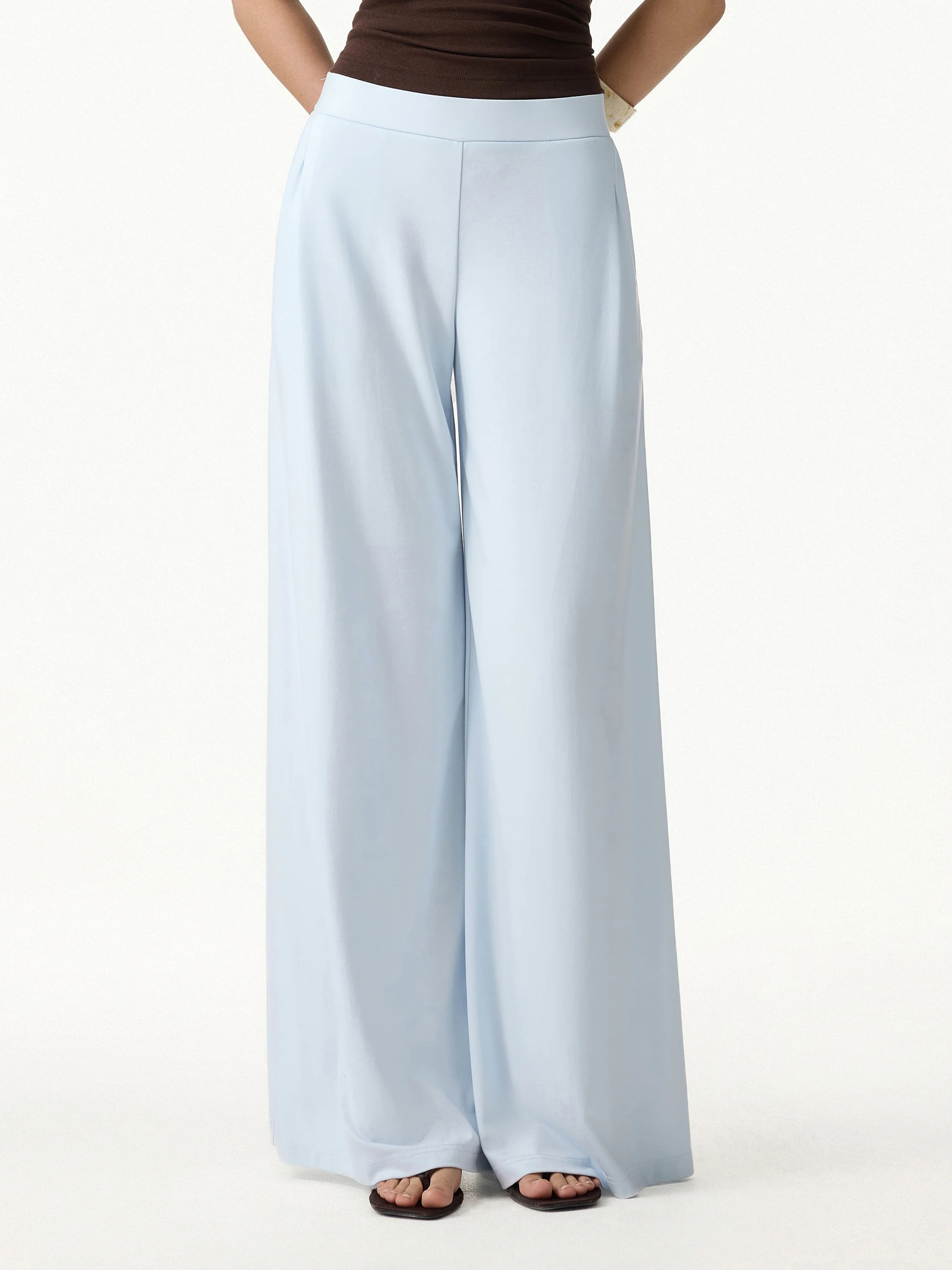 CoolTouch Ponte Mid Rise Wide Leg Pants with Pockets - Image 6