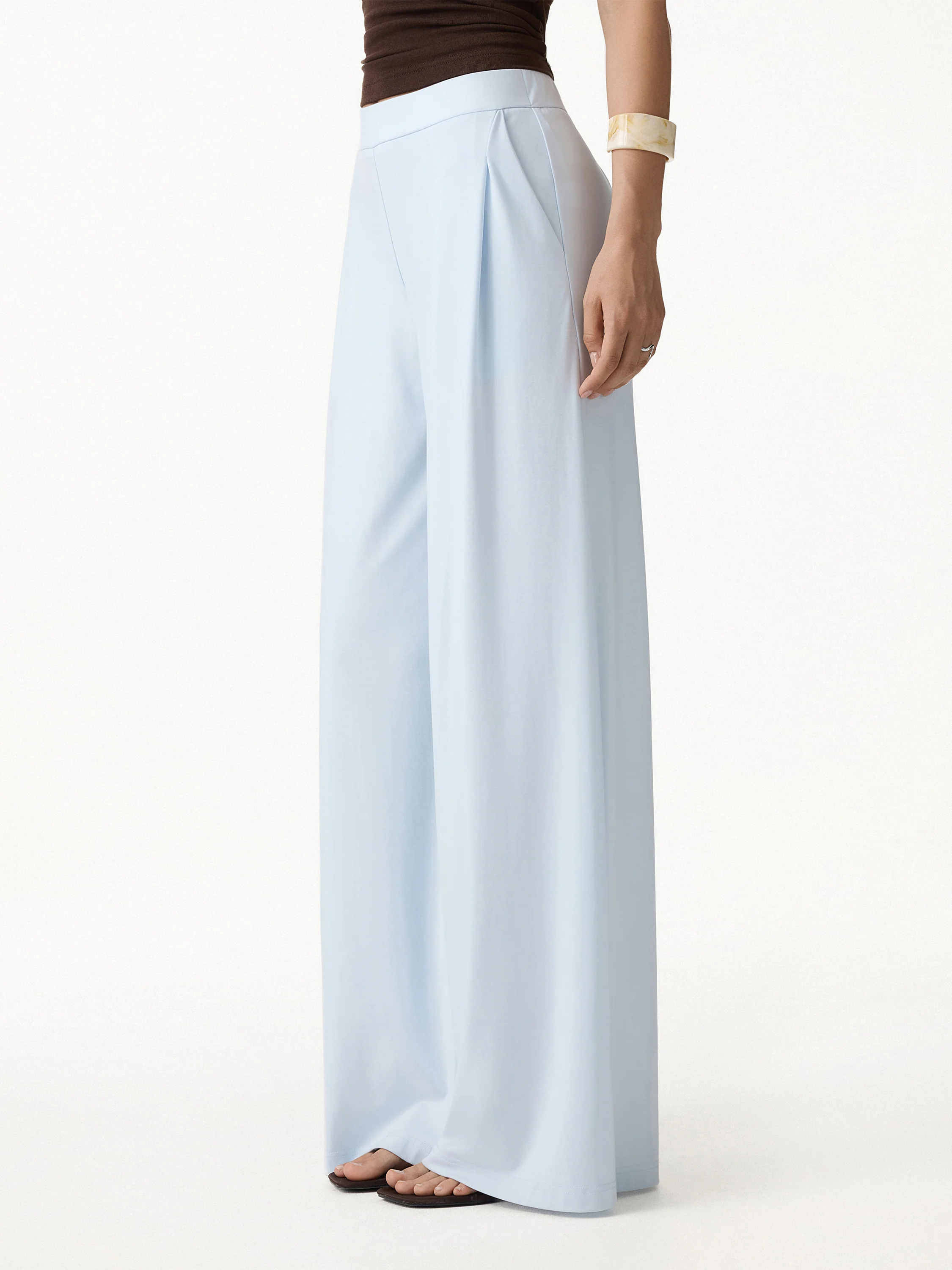 CoolTouch Ponte Mid Rise Wide Leg Pants with Pockets - Image 7