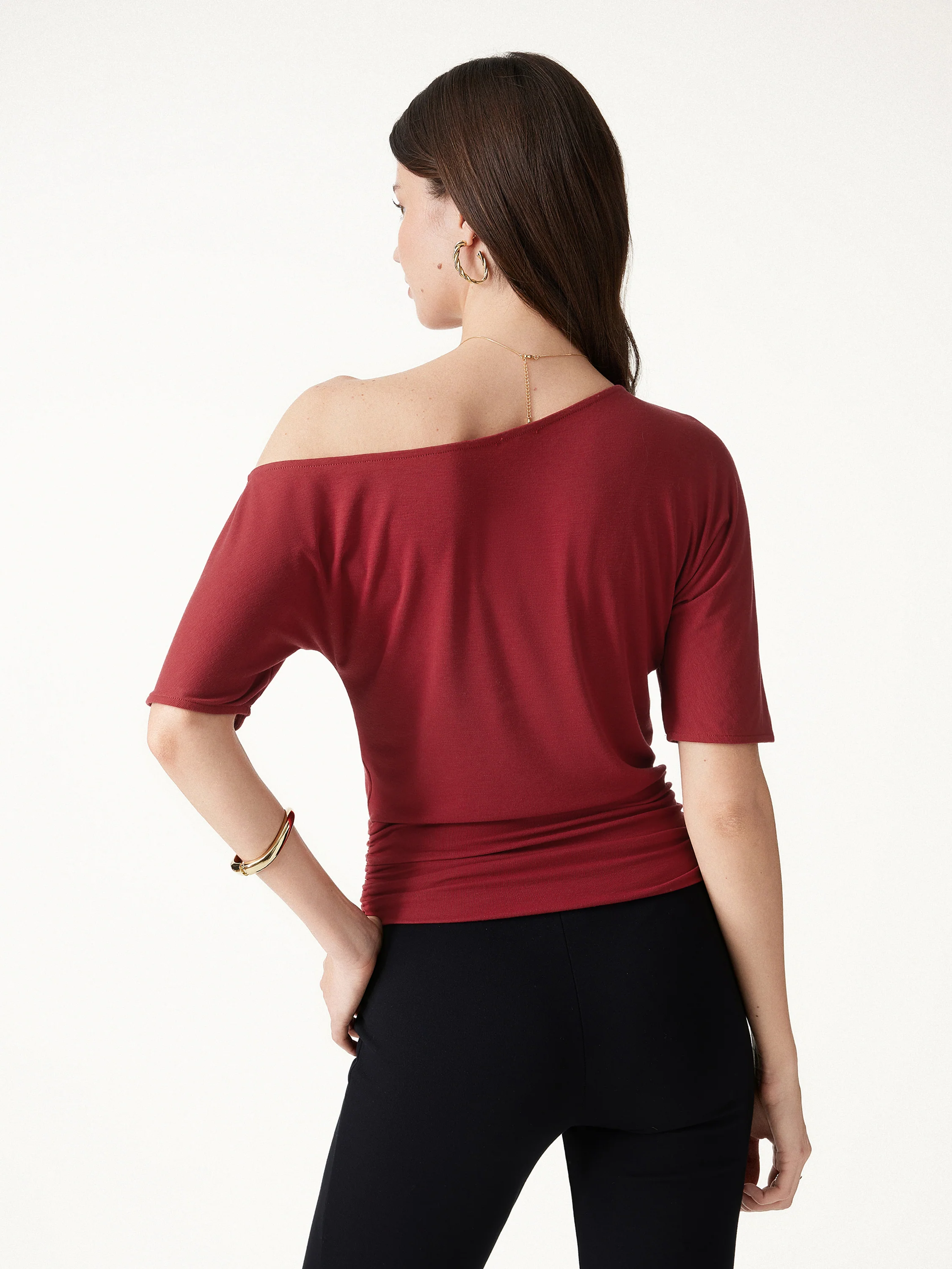 CoolTouch Relaxed Short Sleeve Ruched Top - Image 7