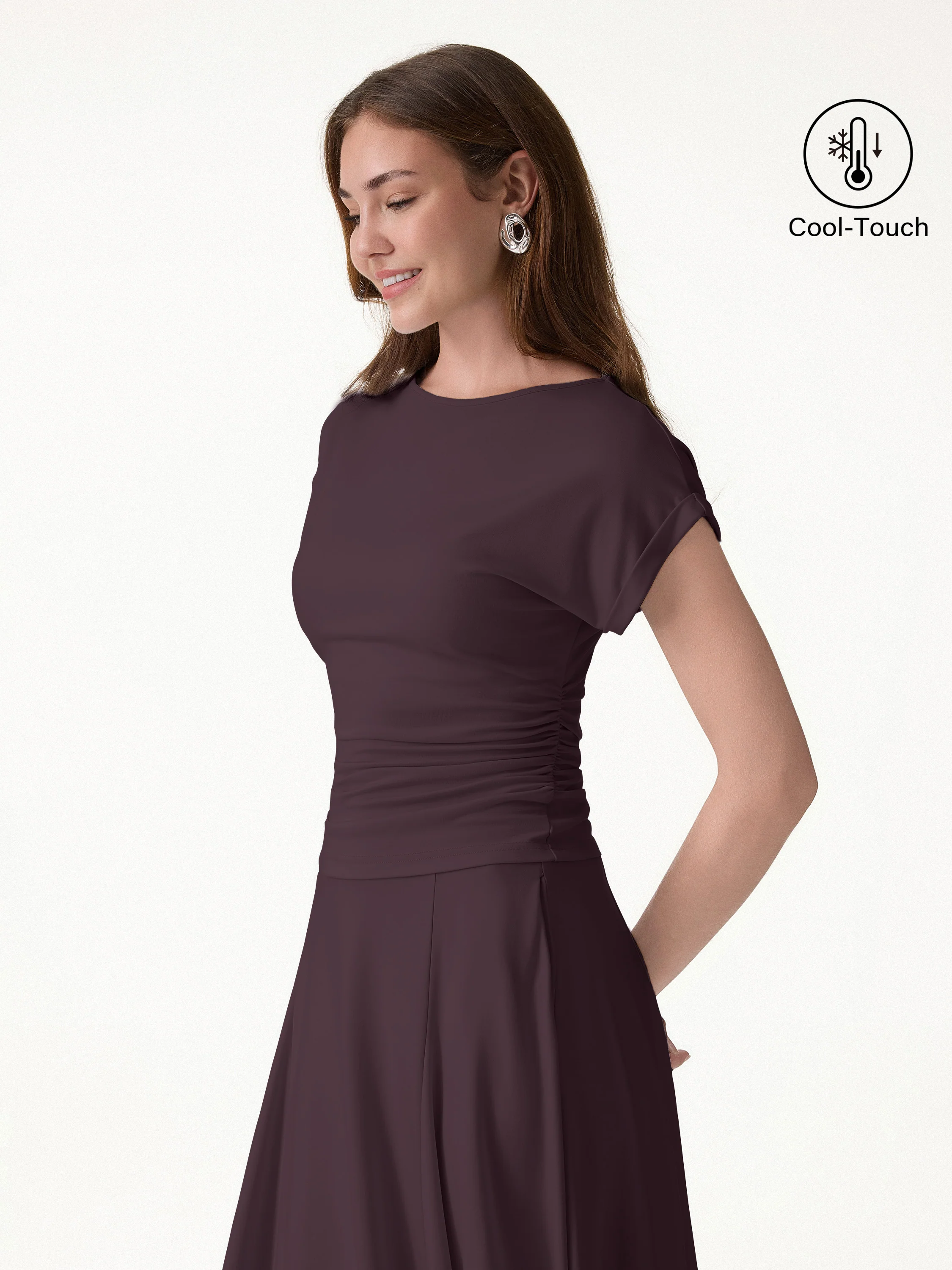 CoolTouch Round Neck Ruched Tee - Image 13