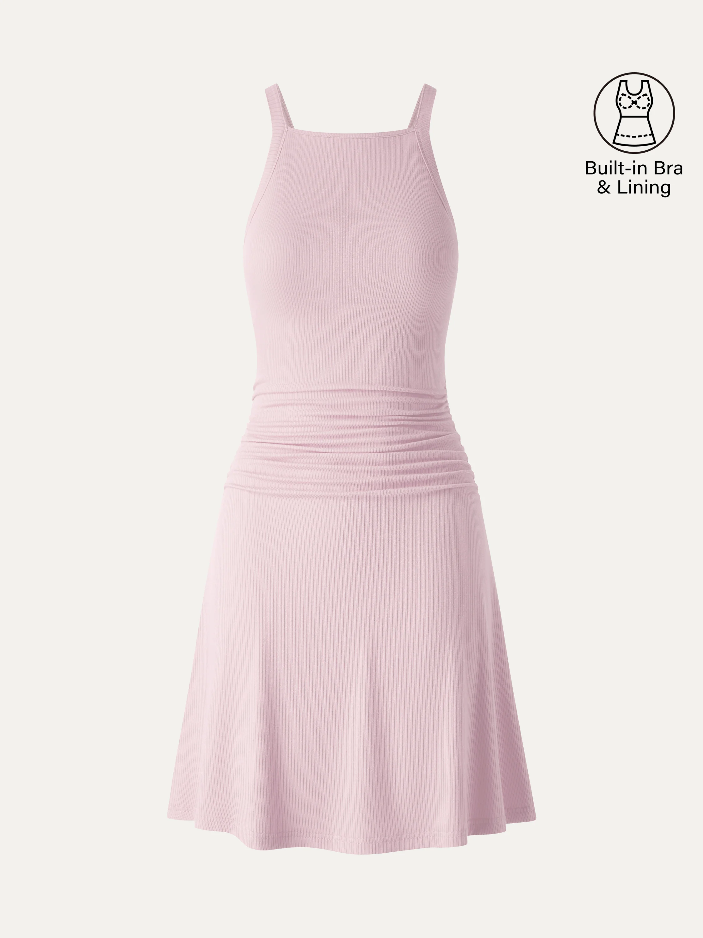 CoolTouch Square Neck Ruched Mini Bra Dress - Image 12