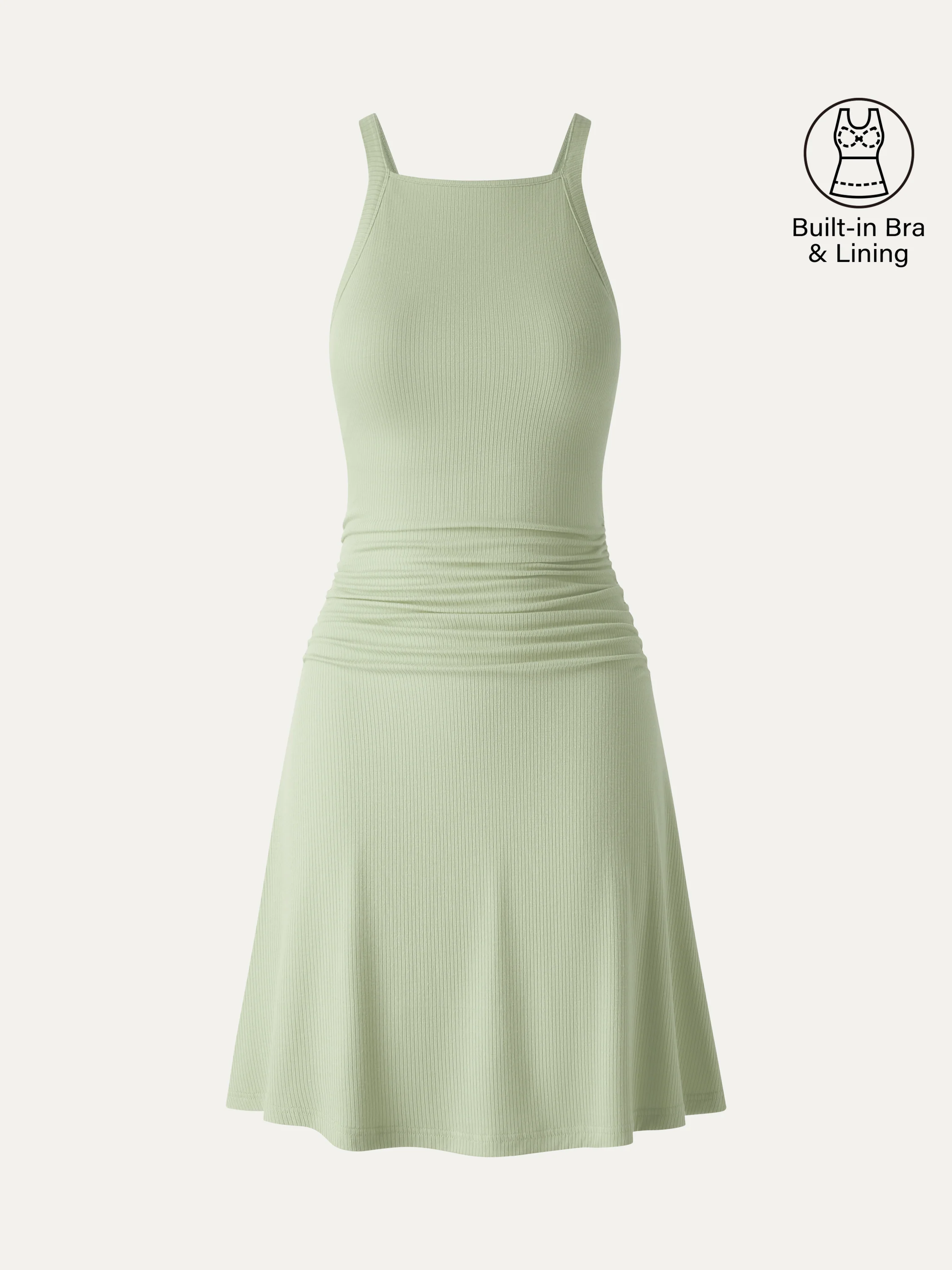 CoolTouch Square Neck Ruched Mini Bra Dress - Image 13