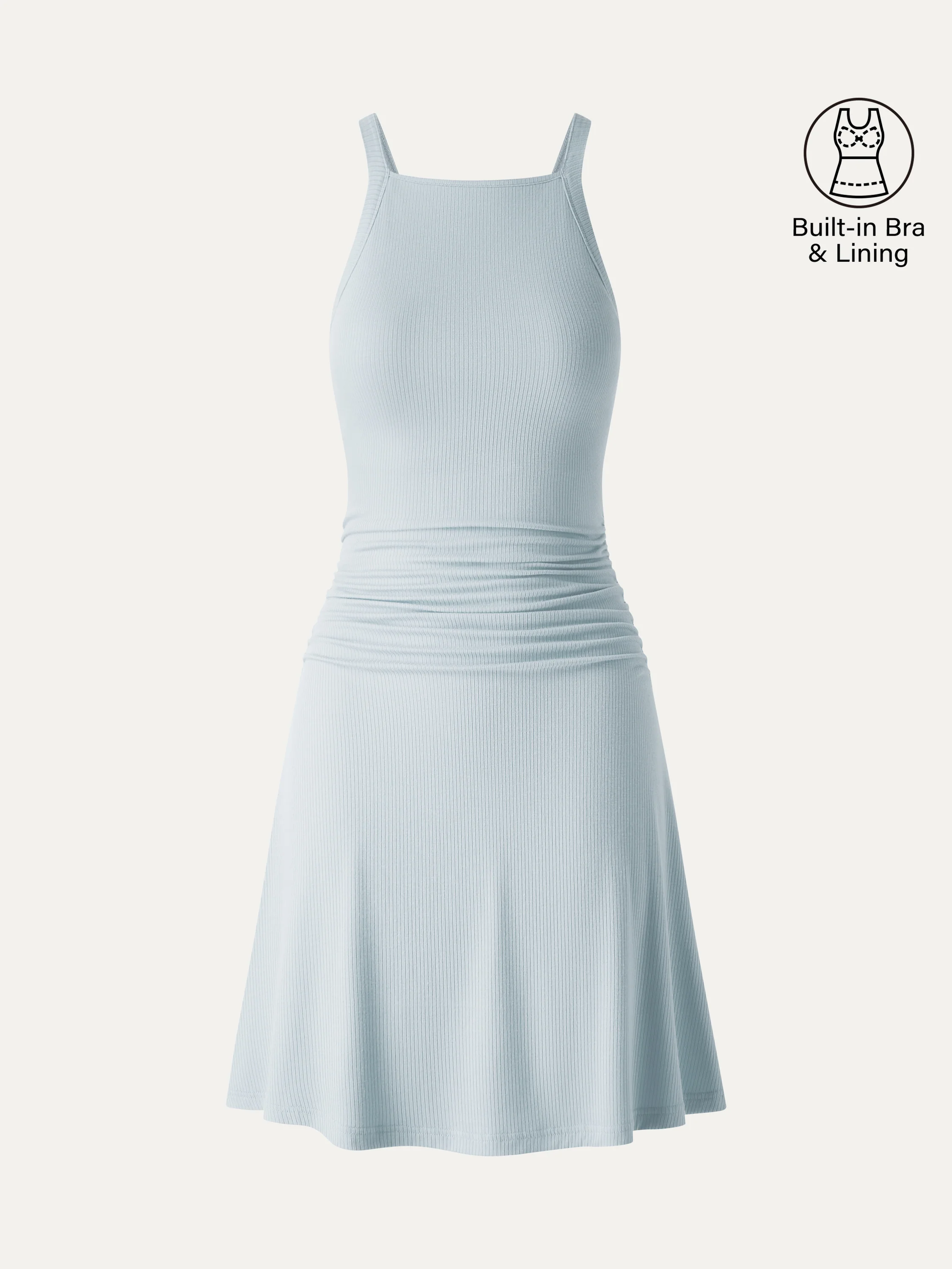 CoolTouch Square Neck Ruched Mini Bra Dress - Image 15