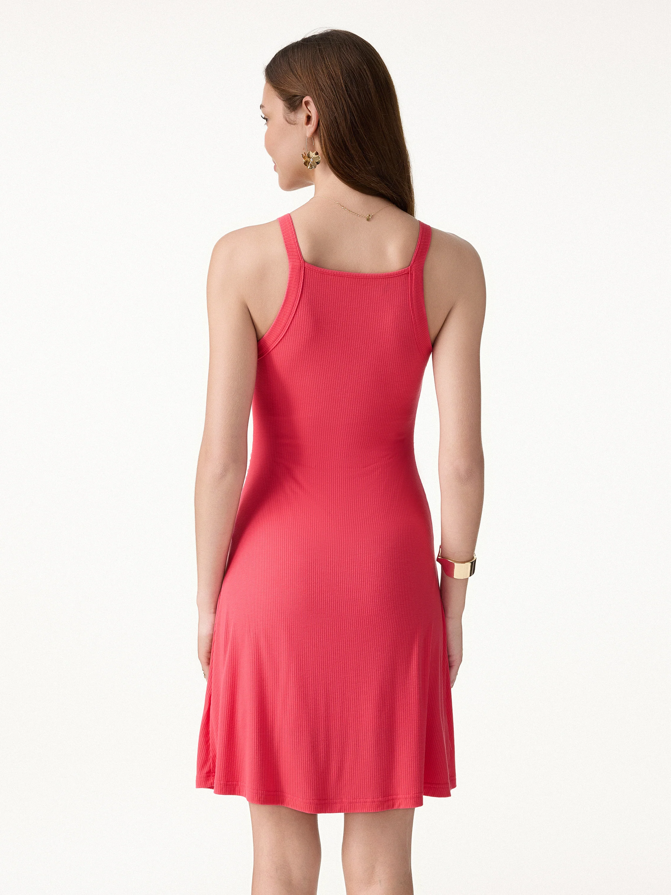 CoolTouch Square Neck Ruched Mini Bra Dress - Image 9