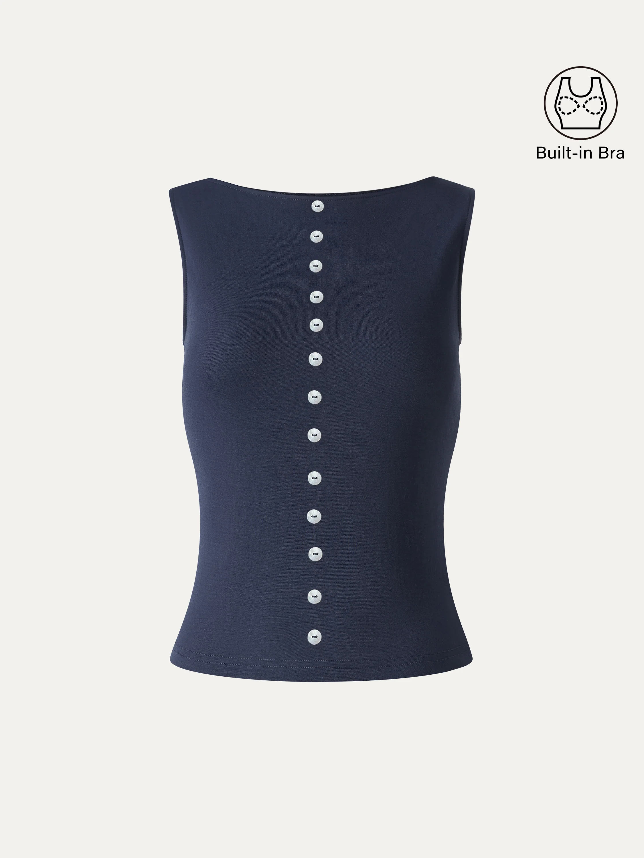 Cotton-Linen Boatneck Cropped Bra Top - Image 9
