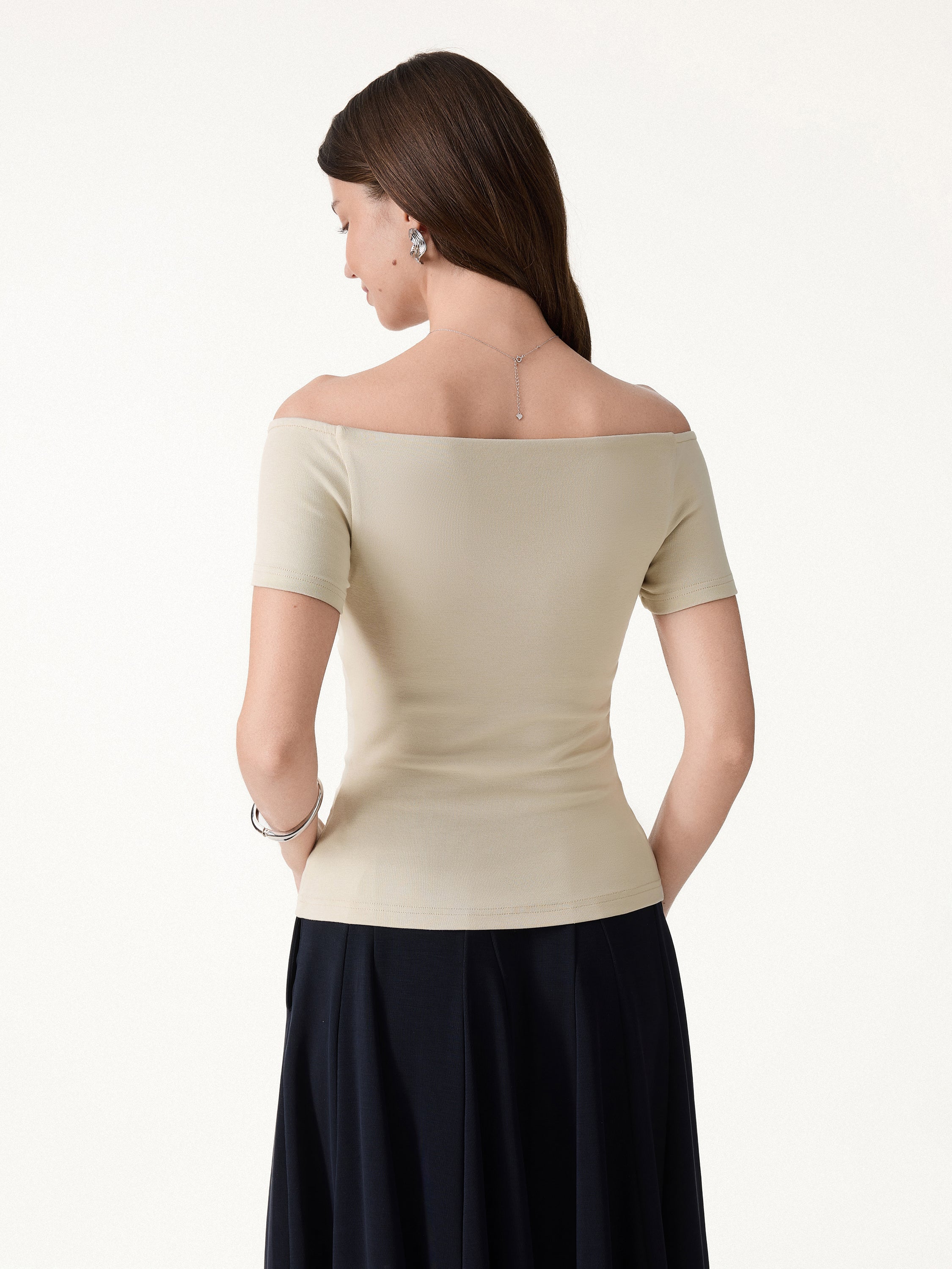 Cotton Lyocell Non-Slip Off-the-Shoulder Bra Top - Image 8