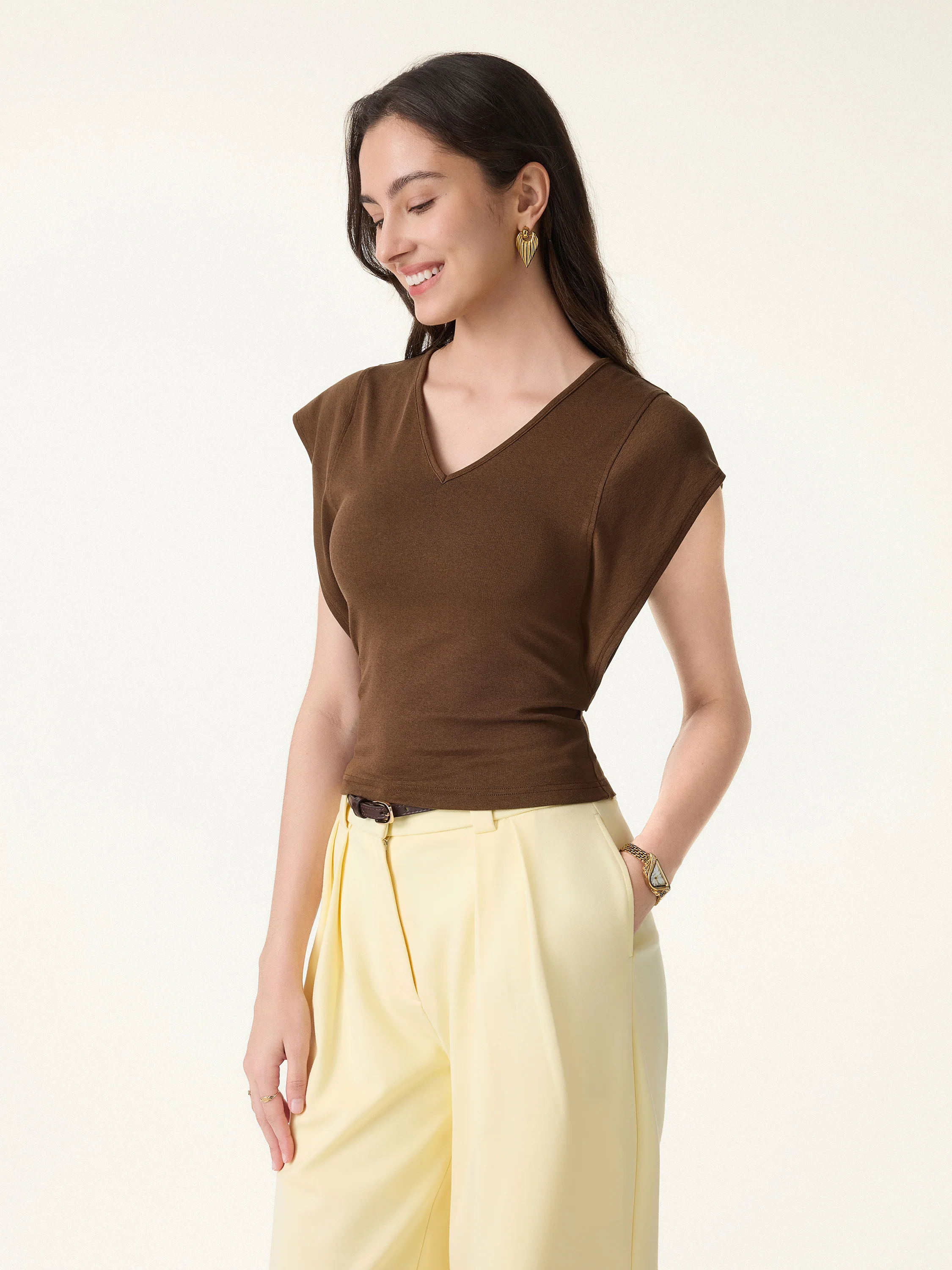Cotton Lyocell V-Neck Summer Tee - Image 9