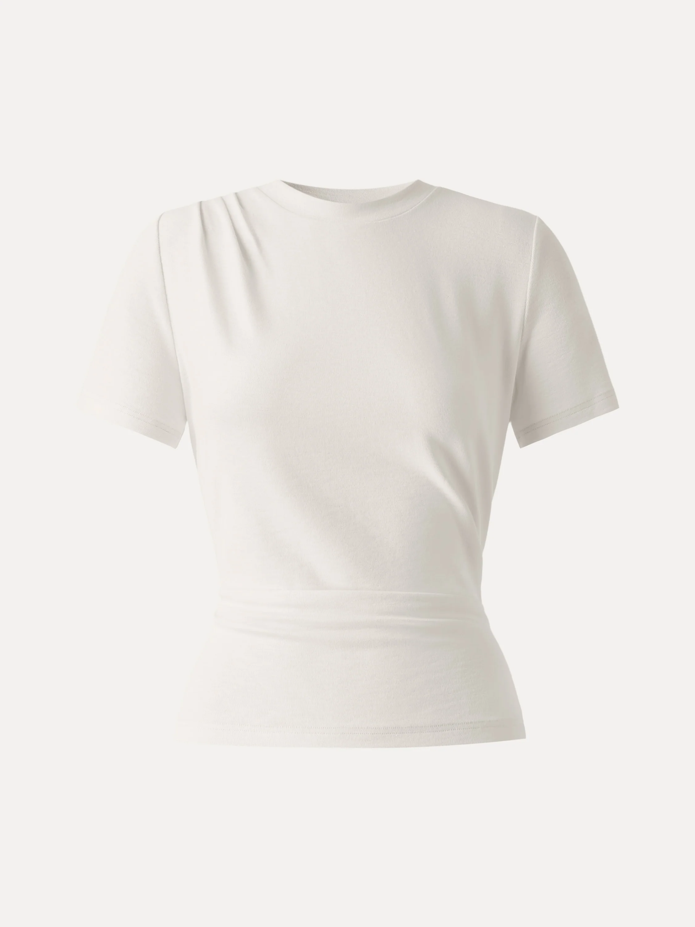 Cotton Viscose Round Neck Tucked Summer Tee - Image 3
