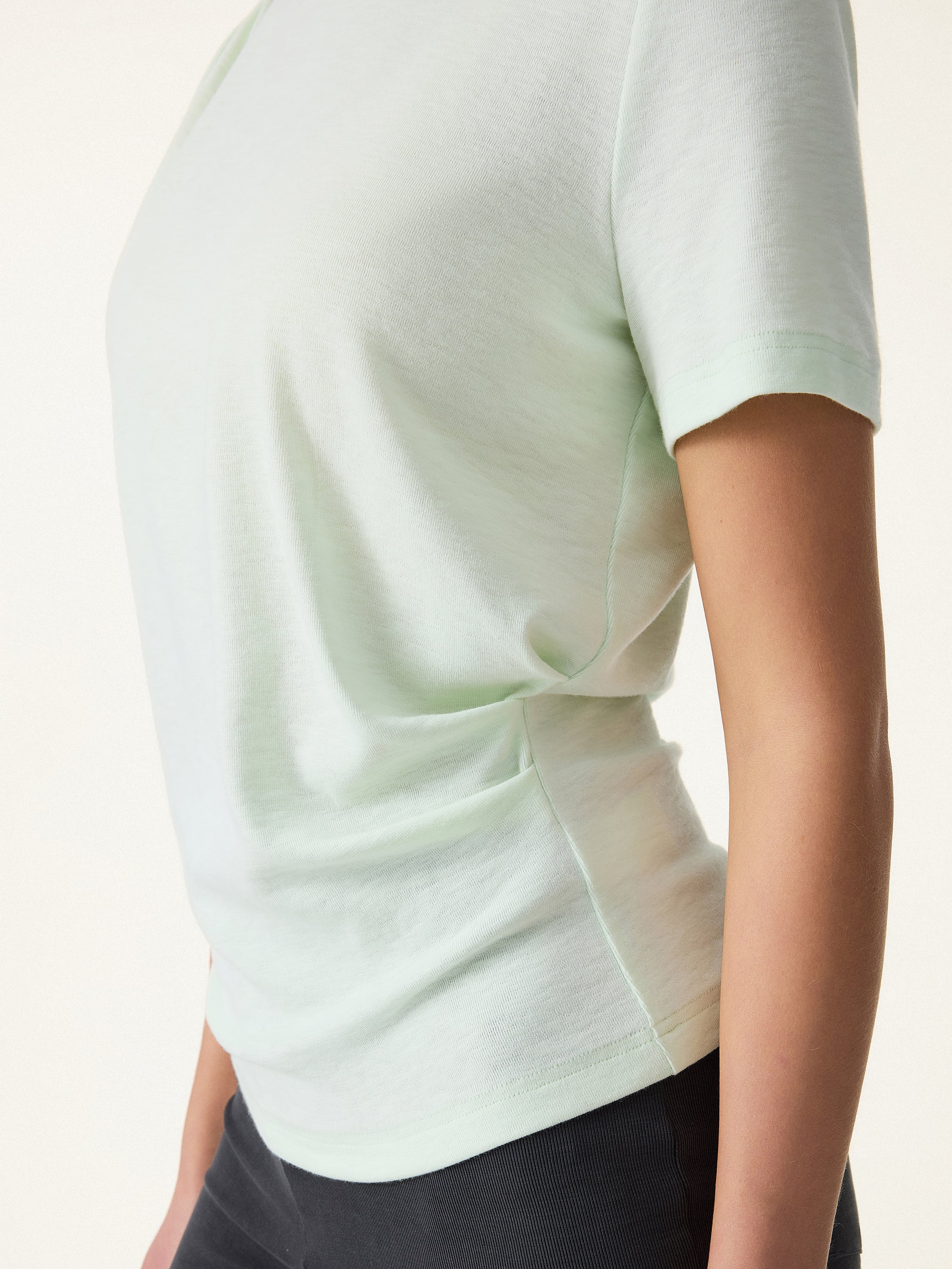 Cotton Viscose Round Neck Tucked Summer Tee - Image 4