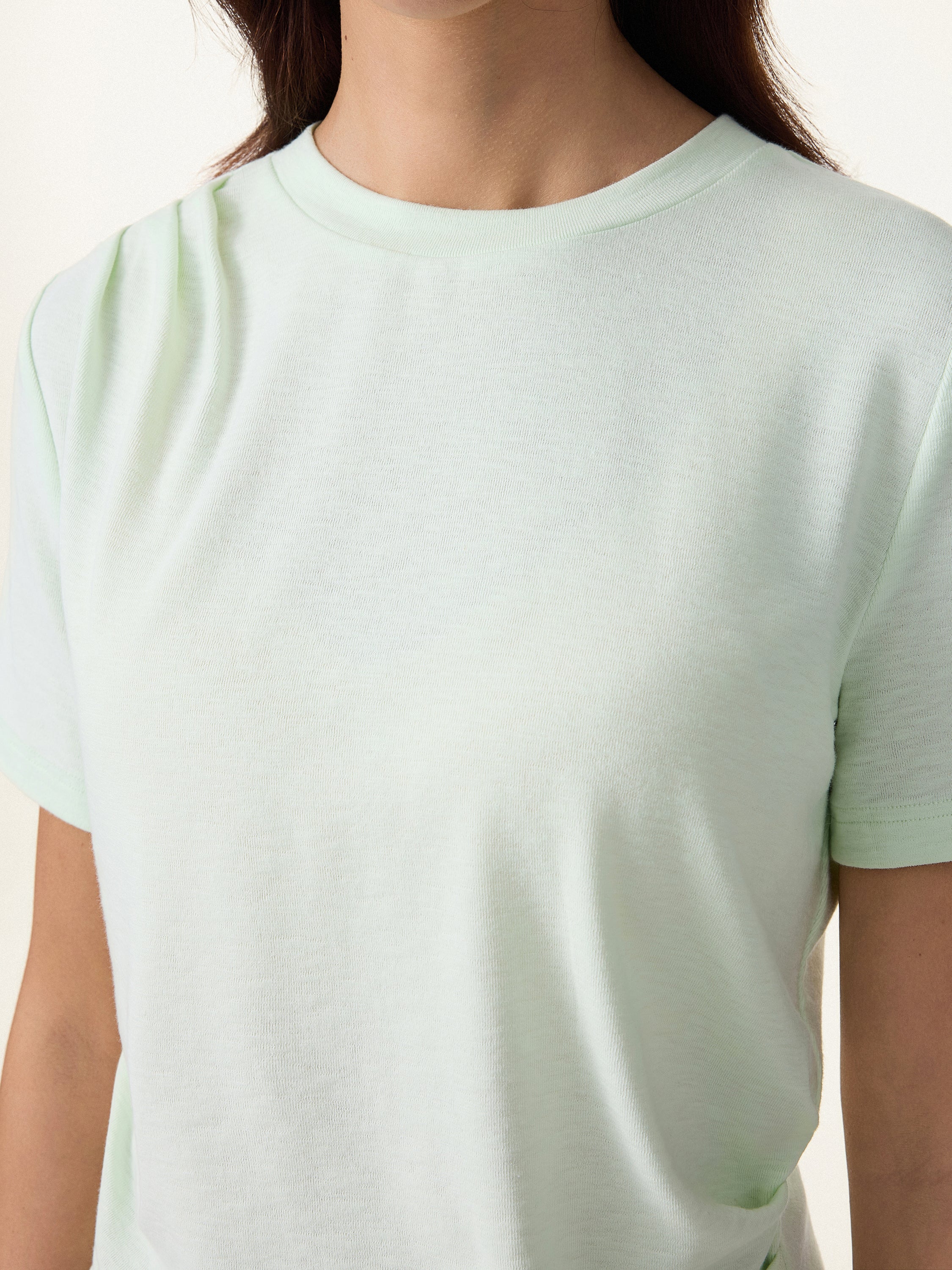 Cotton Viscose Round Neck Tucked Summer Tee - Image 6