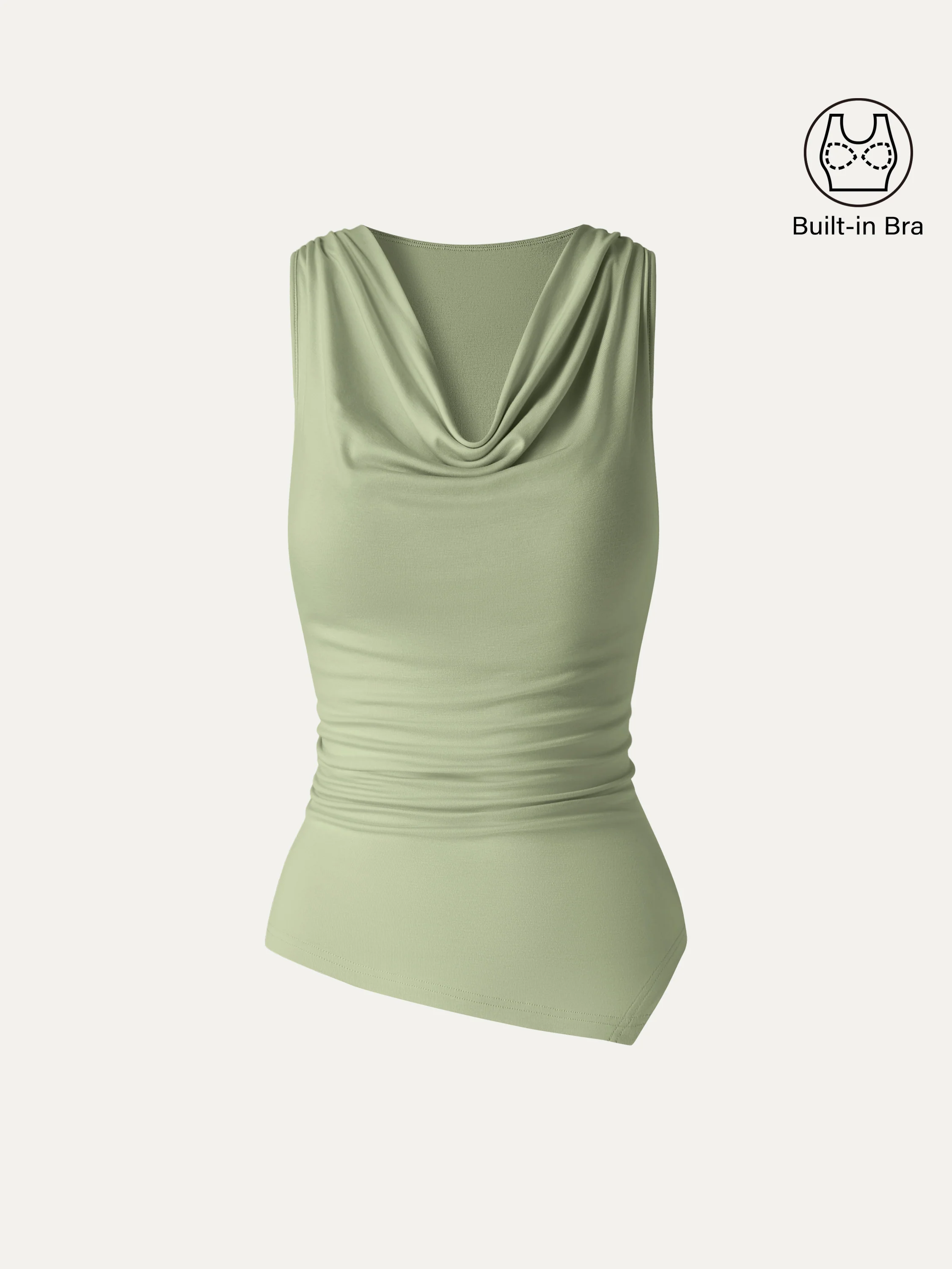 Cowl Neck Asymmetrical Sleeveless Bra Top - Image 12