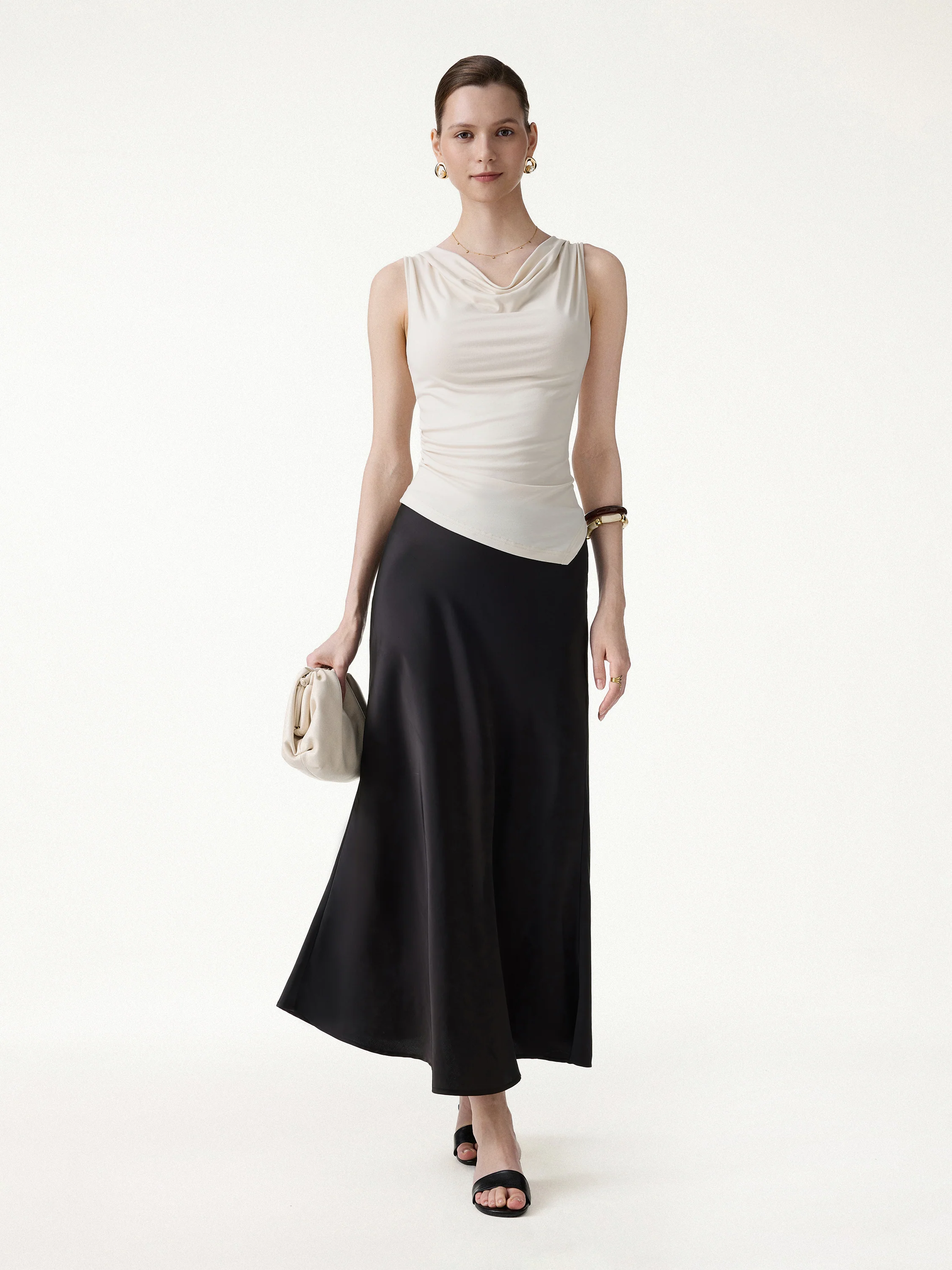 Cowl Neck Asymmetrical Sleeveless Bra Top - Image 4