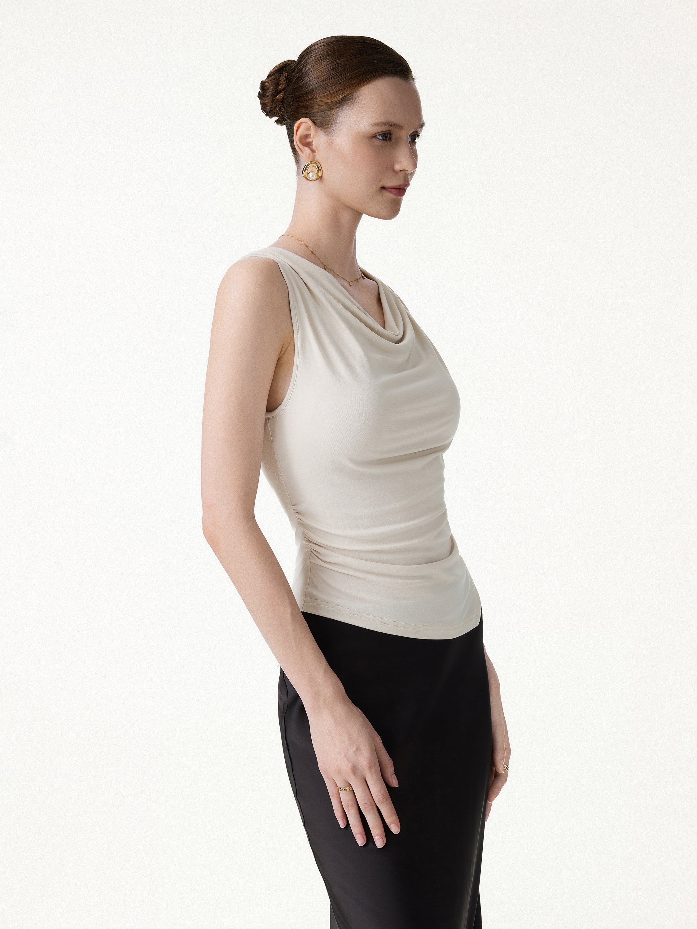Cowl Neck Asymmetrical Sleeveless Bra Top - Image 6