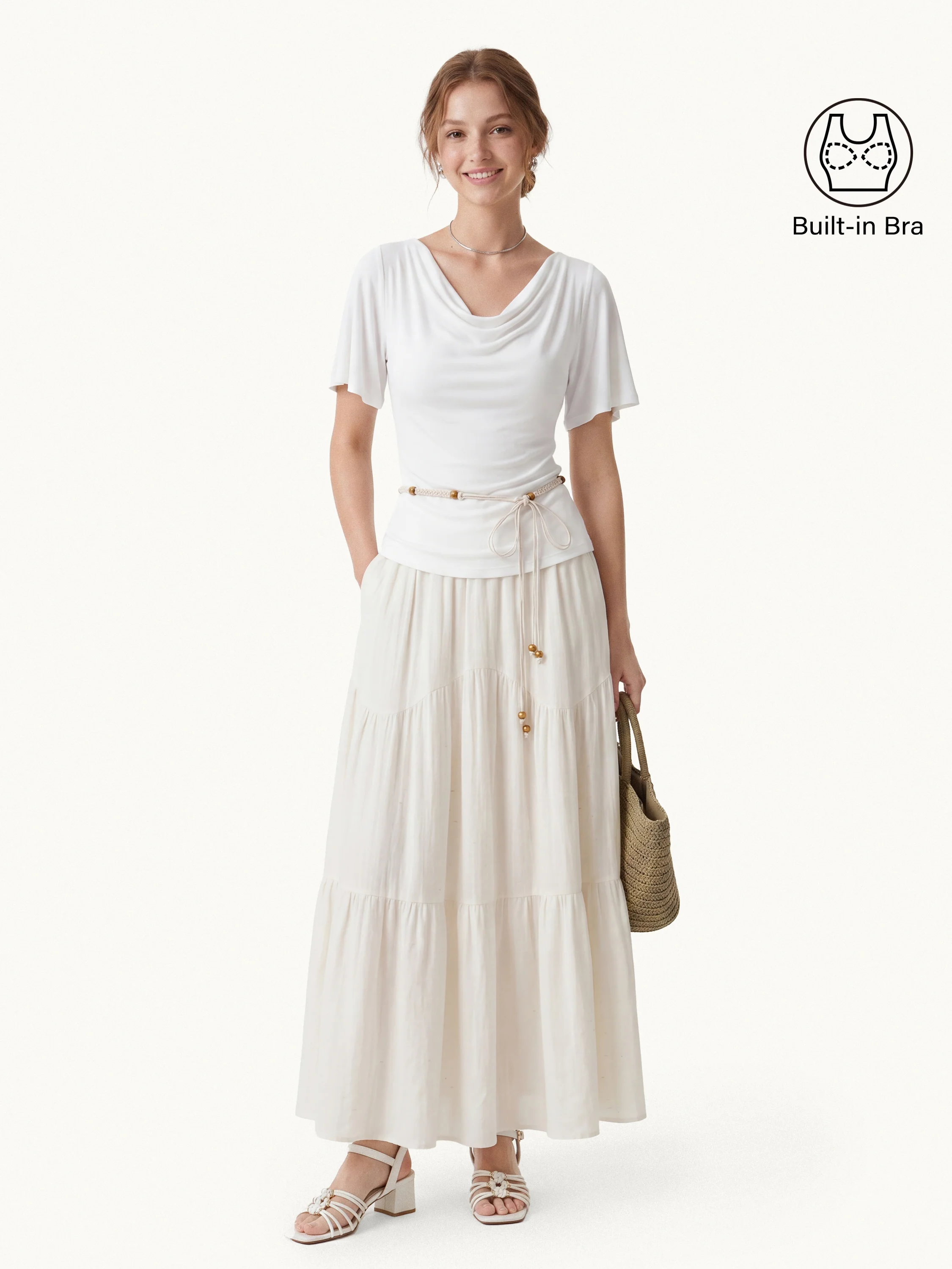 Cowl Neck Flutter Sleeve Bra Top - Image 10