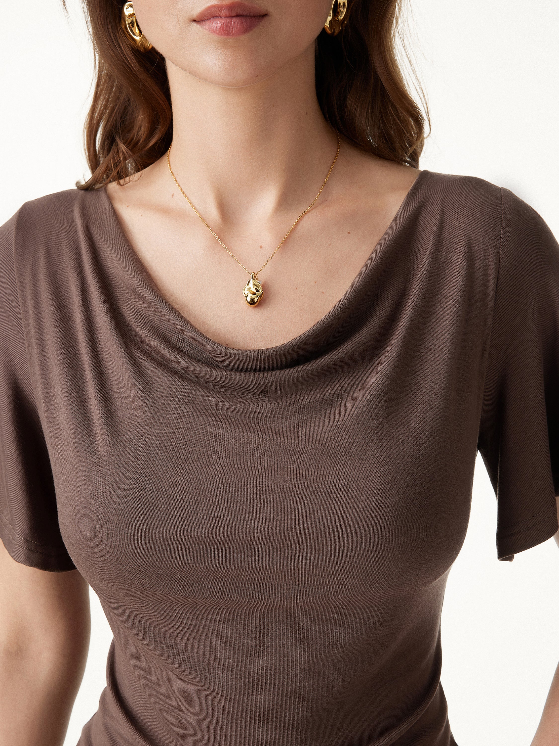 Cowl Neck Flutter Sleeve Bra Top - Image 2