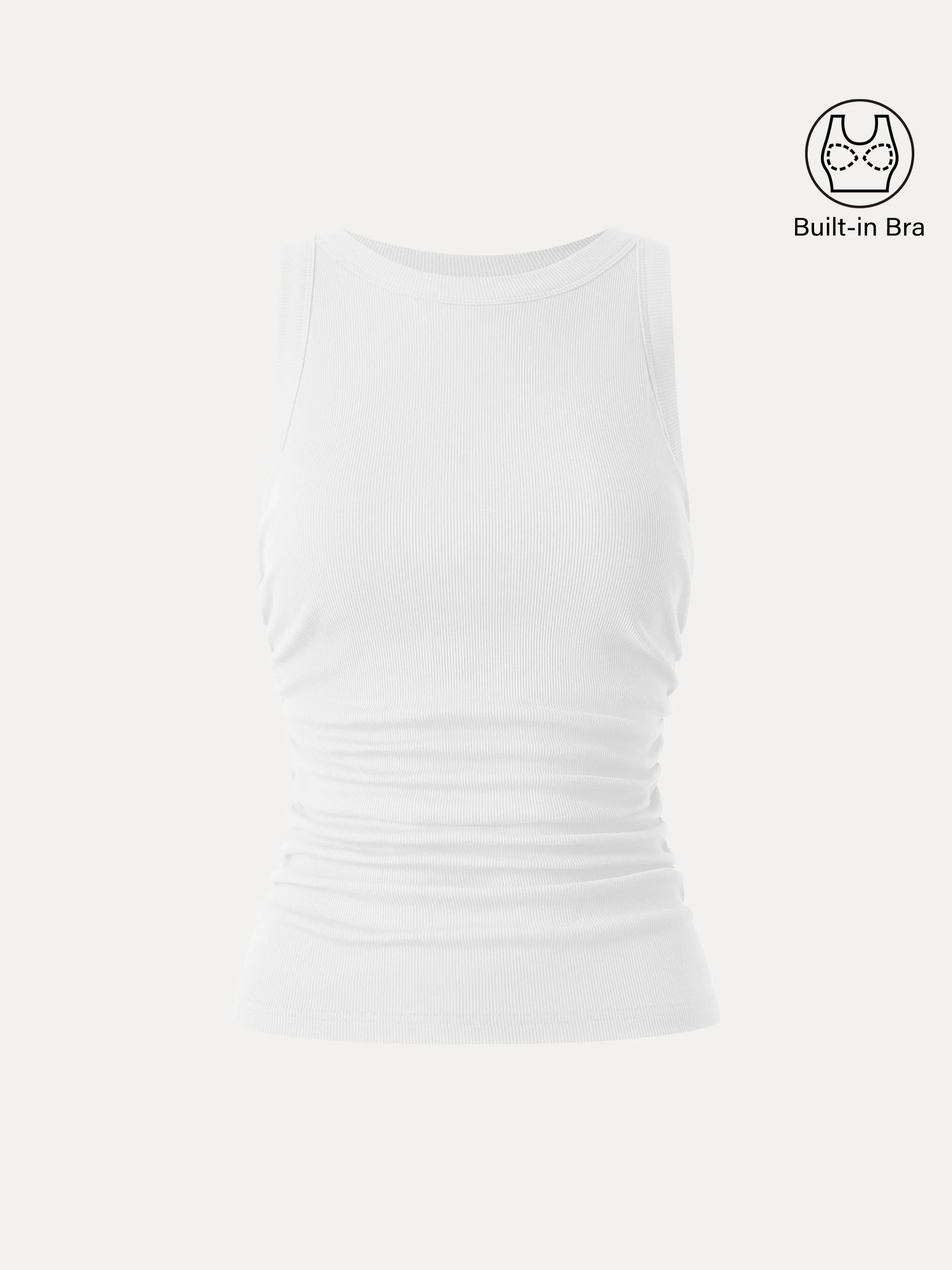 Crewneck Side Ruched Bra Tank - Image 3