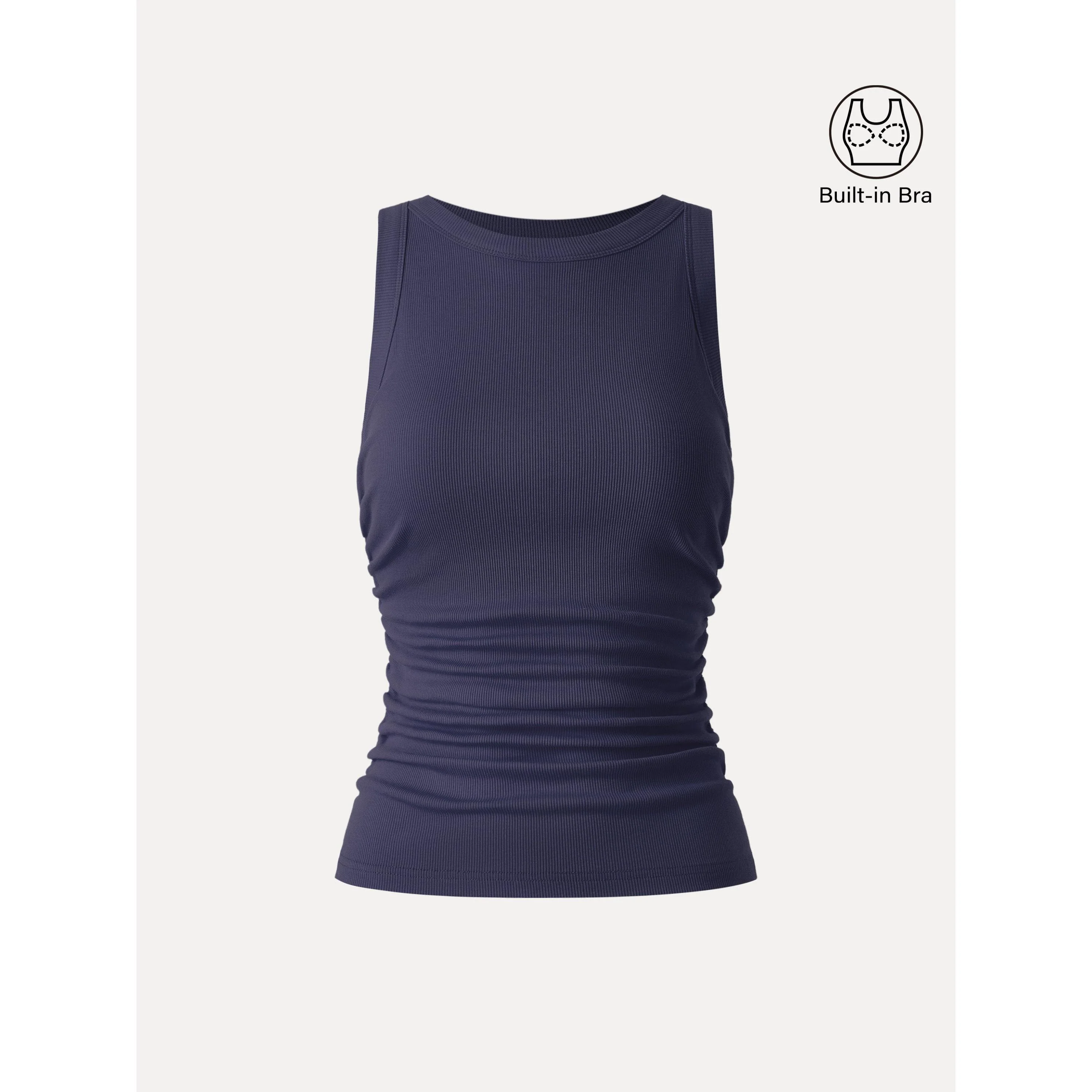 Crewneck Side Ruched Bra Tank - Image 4