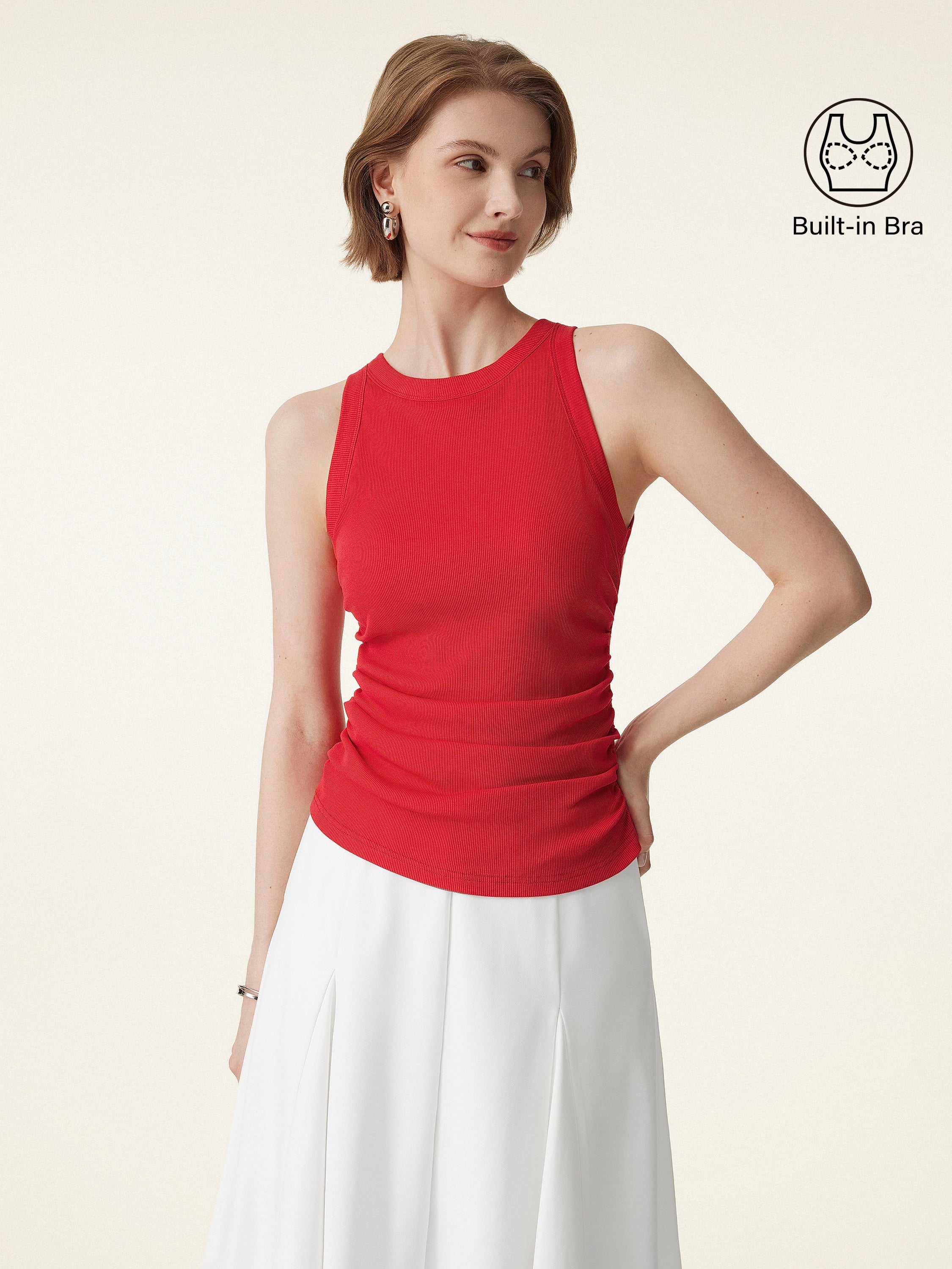 Crewneck Side Ruched Bra Tank - Image 8