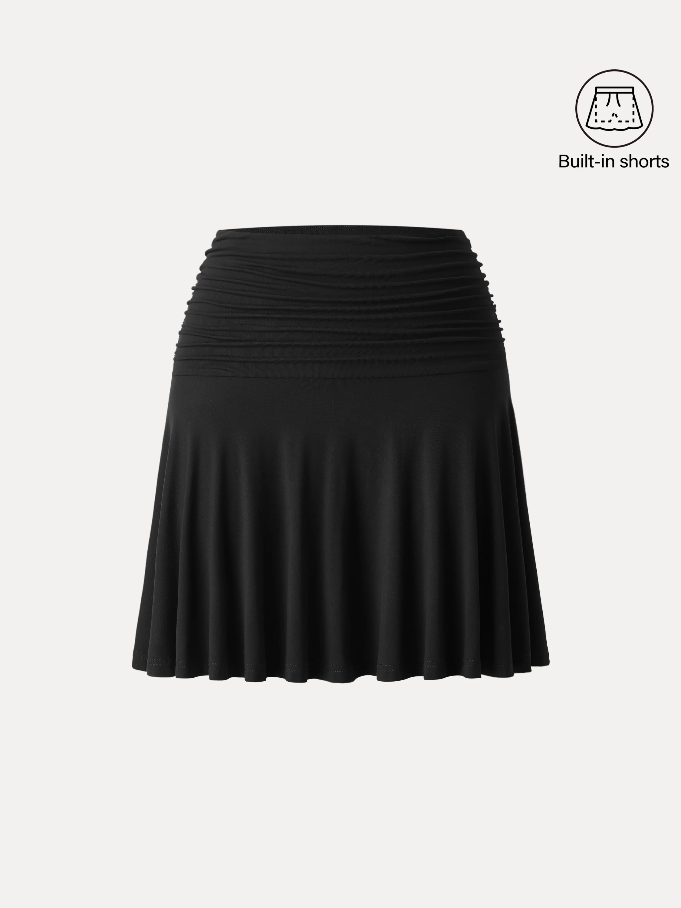 Essential Ruched Mini Circle Skirt with Lined Shorts - Image 2