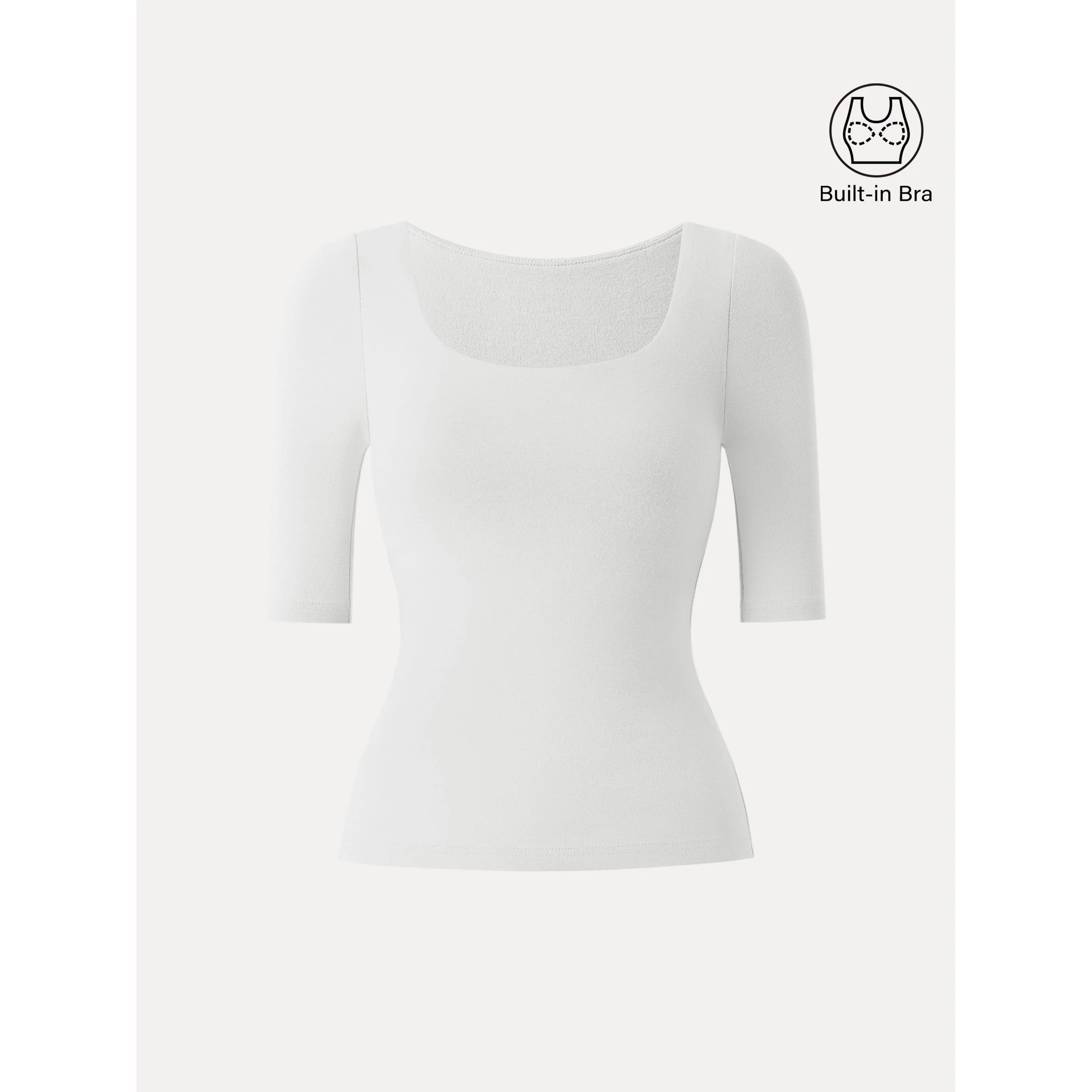 Essential Square Neck Elbow Length Sleeve Bra Top - Image 13