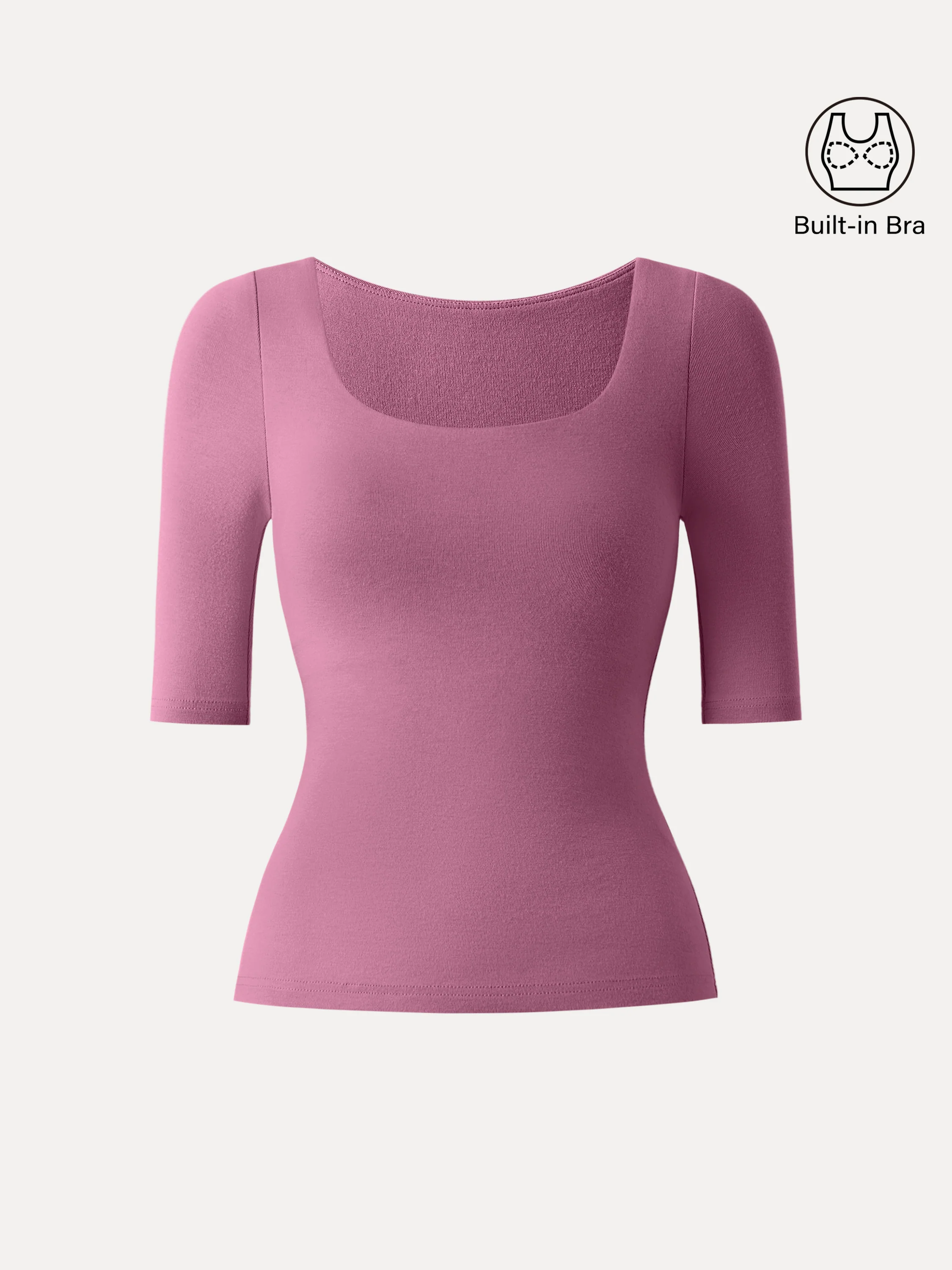 Essential Square Neck Elbow Length Sleeve Bra Top - Image 16