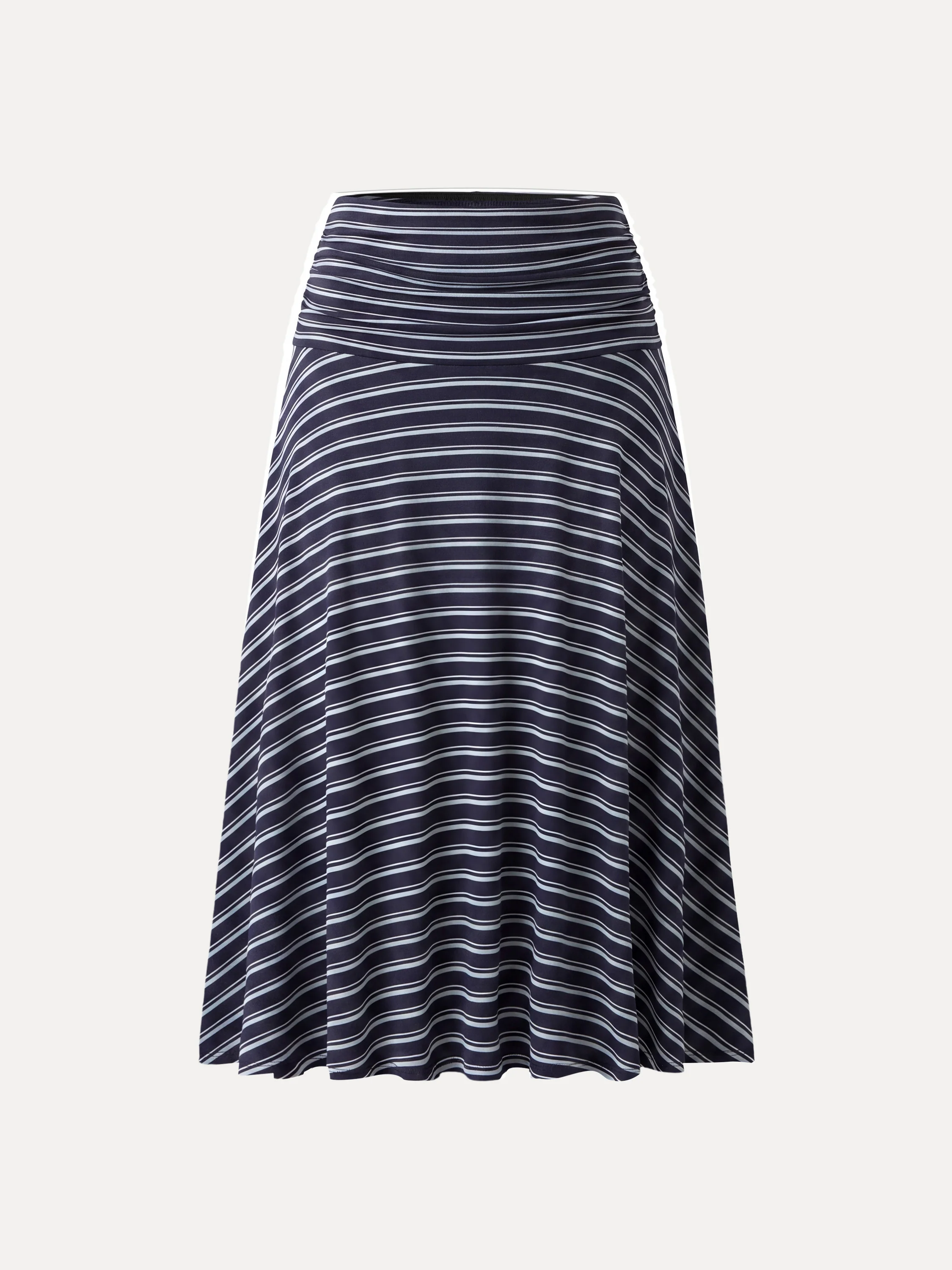 Flowy Striped Circle Flare Ruched Midi Skirt