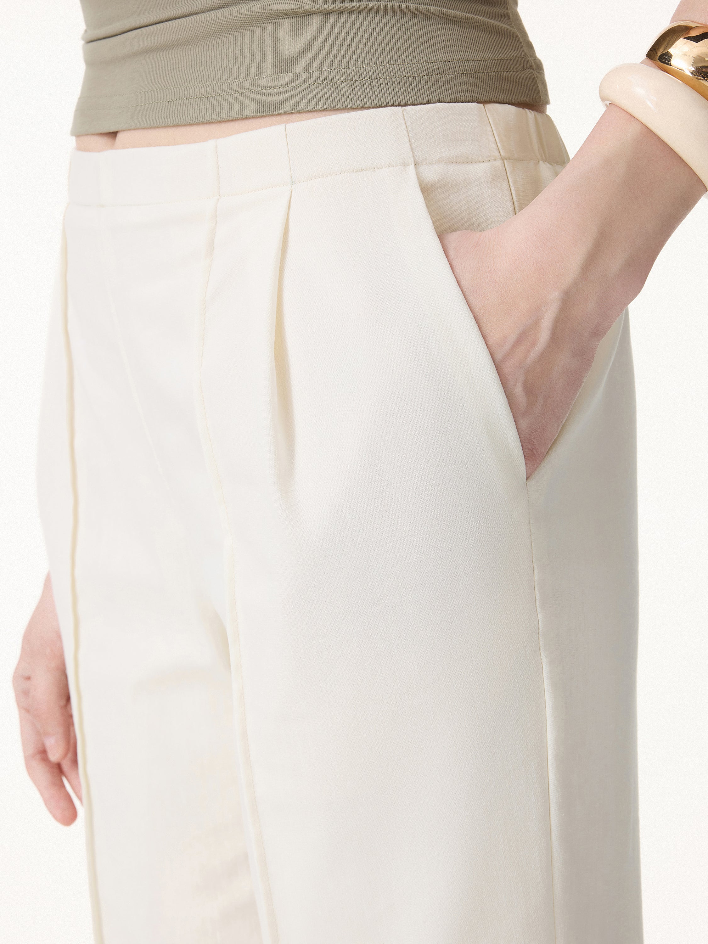 Lyocell-Linen Pintuck Wide Leg Vacay Pant - Image 3
