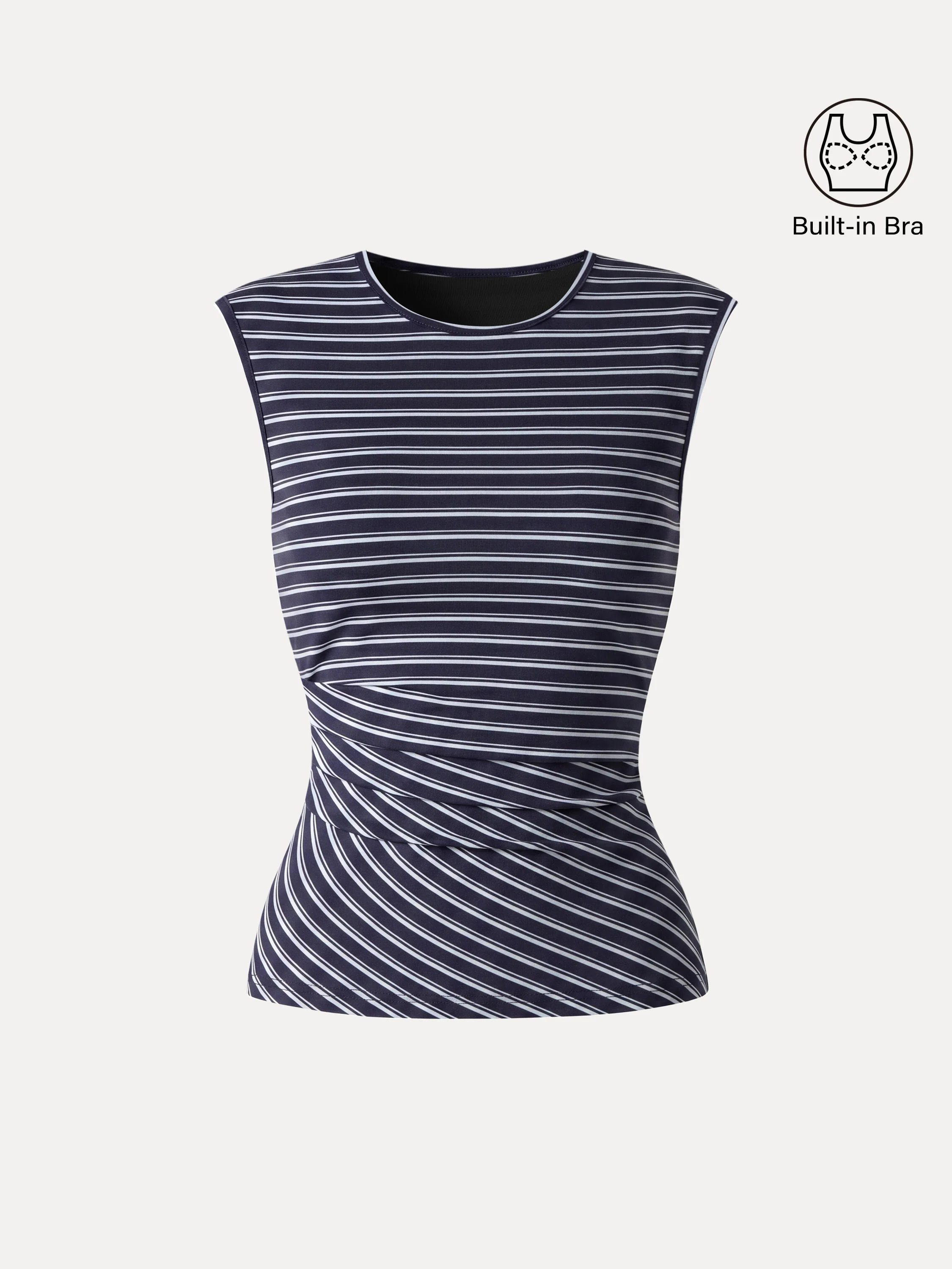 Lyocell Striped Tucked Sleeveless Bra Top - Image 2