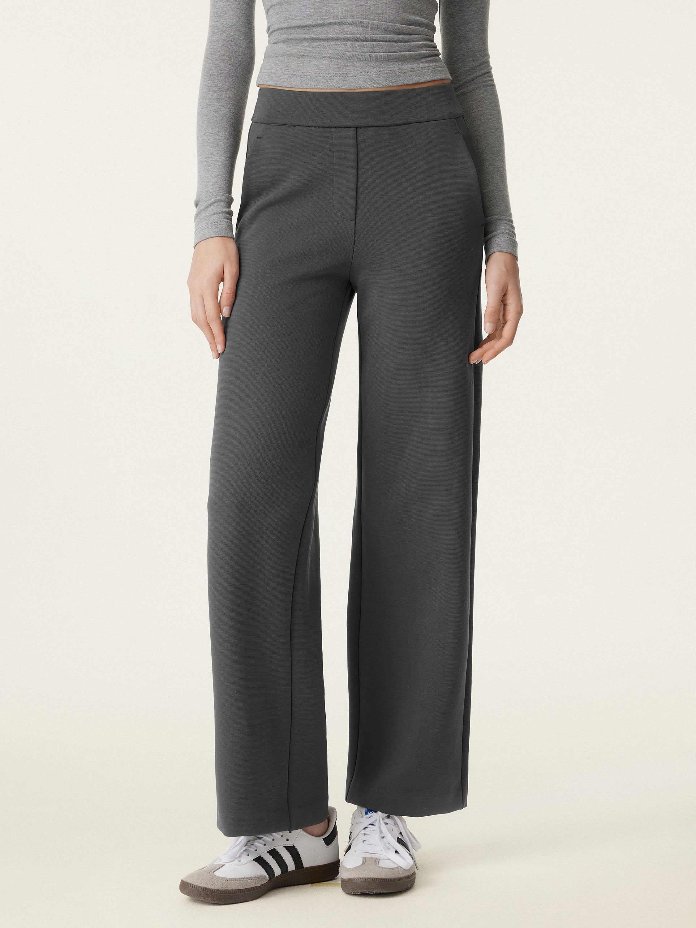 Textured Mid Rise Pull-on Straight Pant with Pockets - Image 12