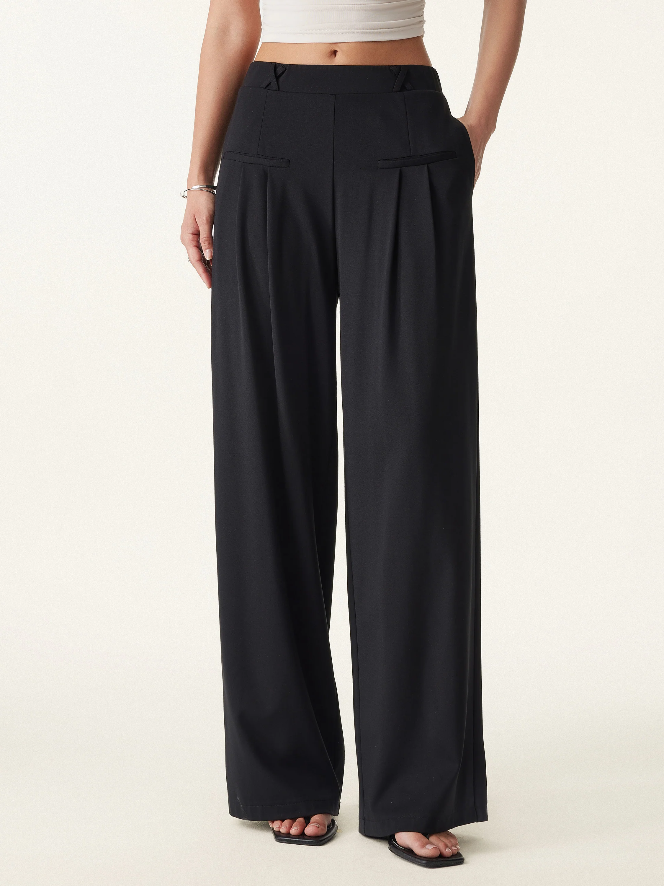 Mid Rise Wide Leg Trouser with Pockets Drapey Bamboo Ponte - Image 5