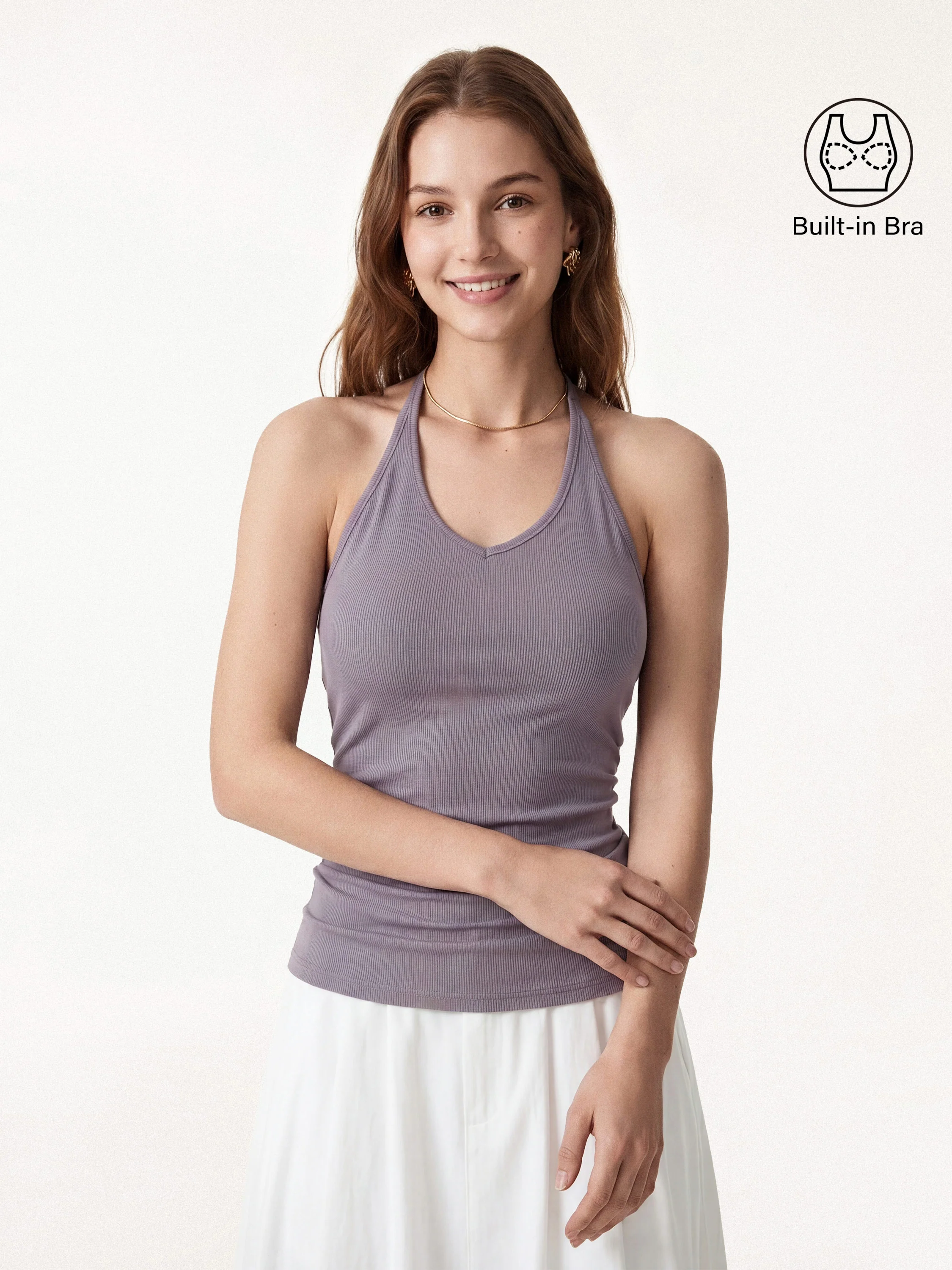 Modal Halter Neck Open Back Ruched Bra Top - Image 16