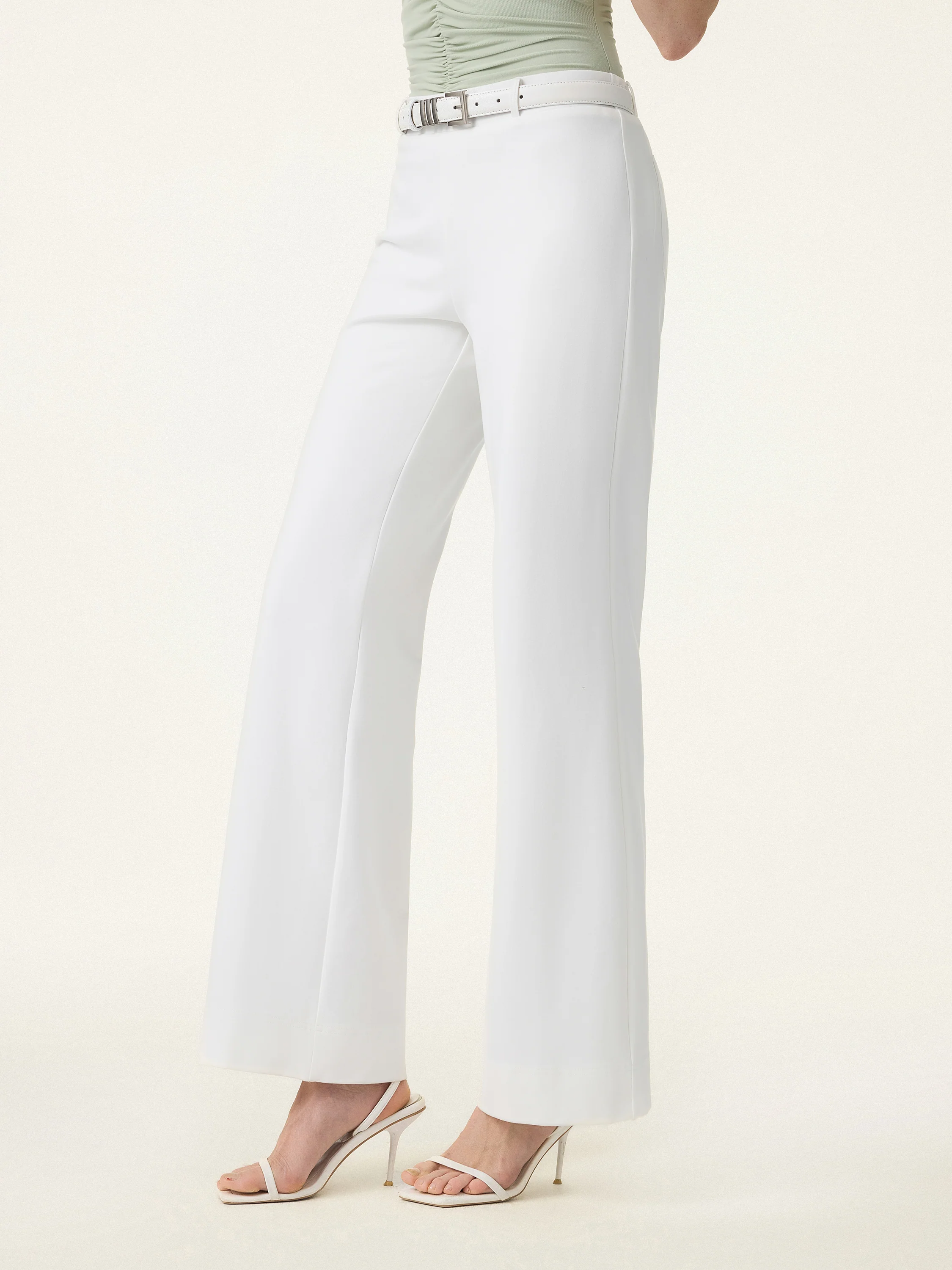 Not-See-Thru Drapey Mid Rise Wide Leg Pull-on Pant with Pockets - Image 3