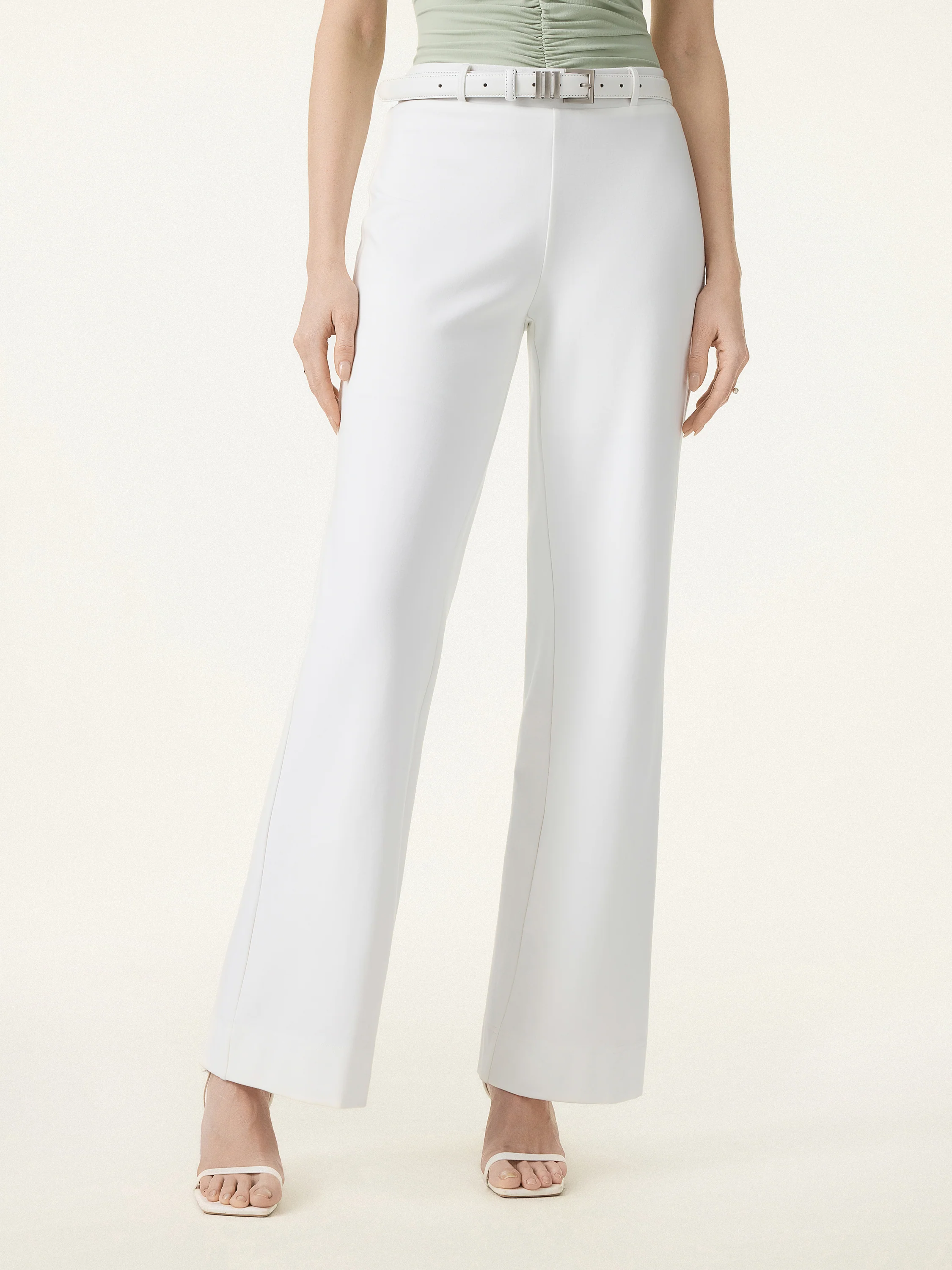 Not-See-Thru Drapey Mid Rise Wide Leg Pull-on Pant with Pockets - Image 4