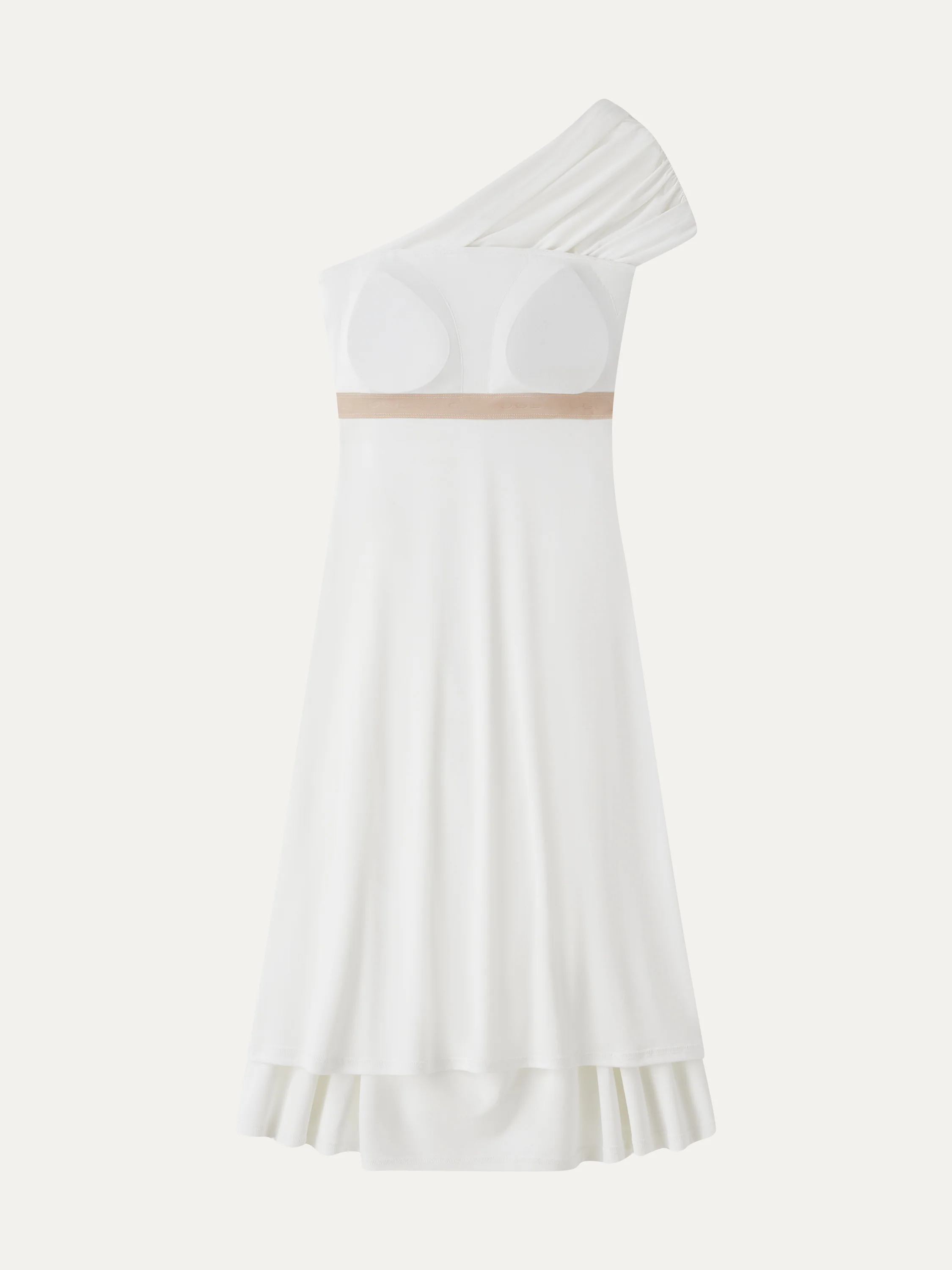 Not-See-Thru One Shoulder Gathered Midi Bra Dress - Image 9