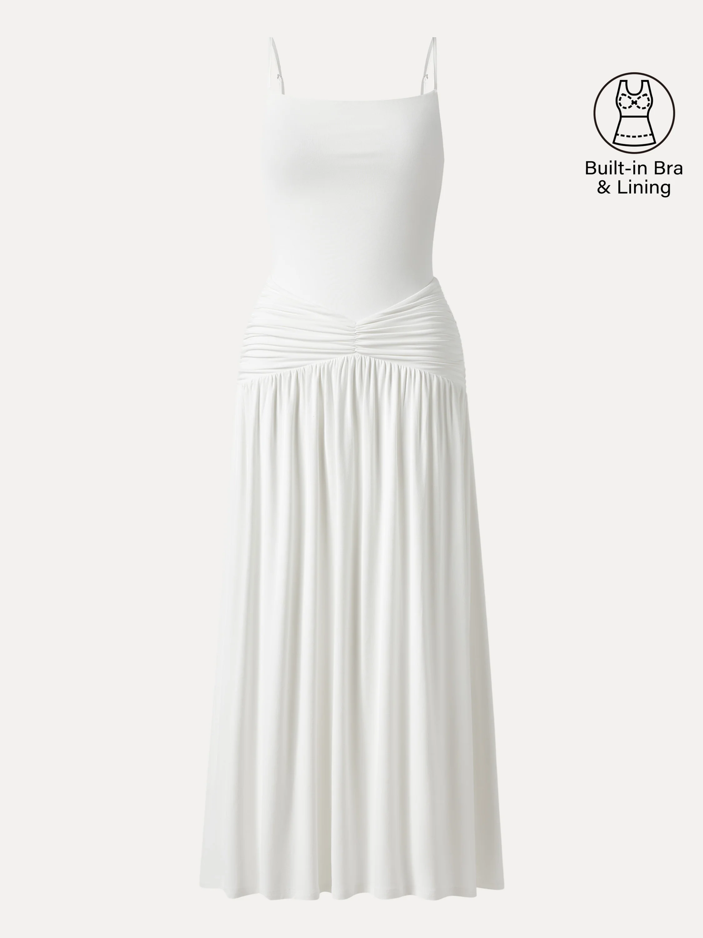 Not-See-Thru Spaghetti Gathered Maxi Bra Dress - Image 11