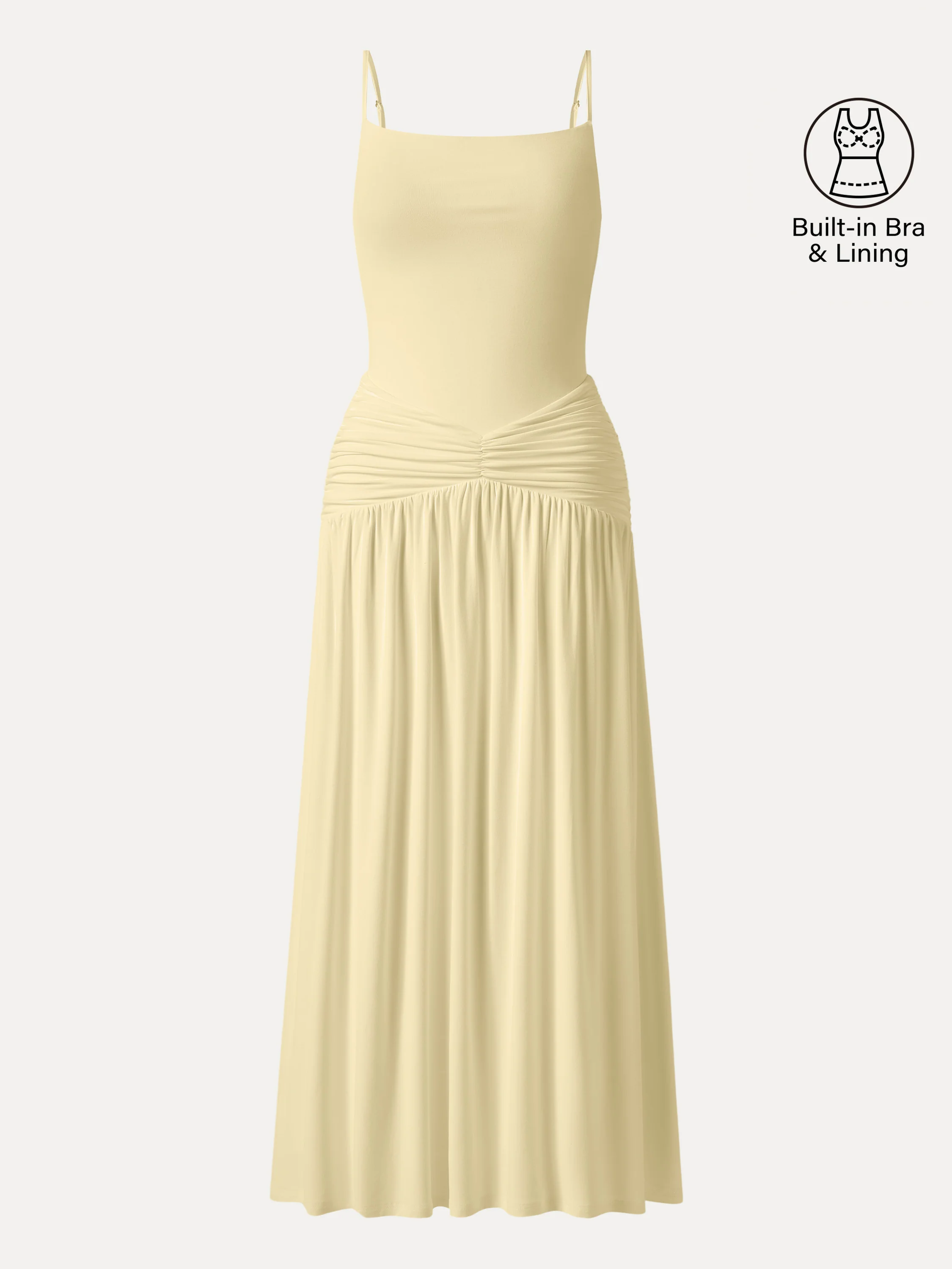 Not-See-Thru Spaghetti Gathered Maxi Bra Dress - Image 14