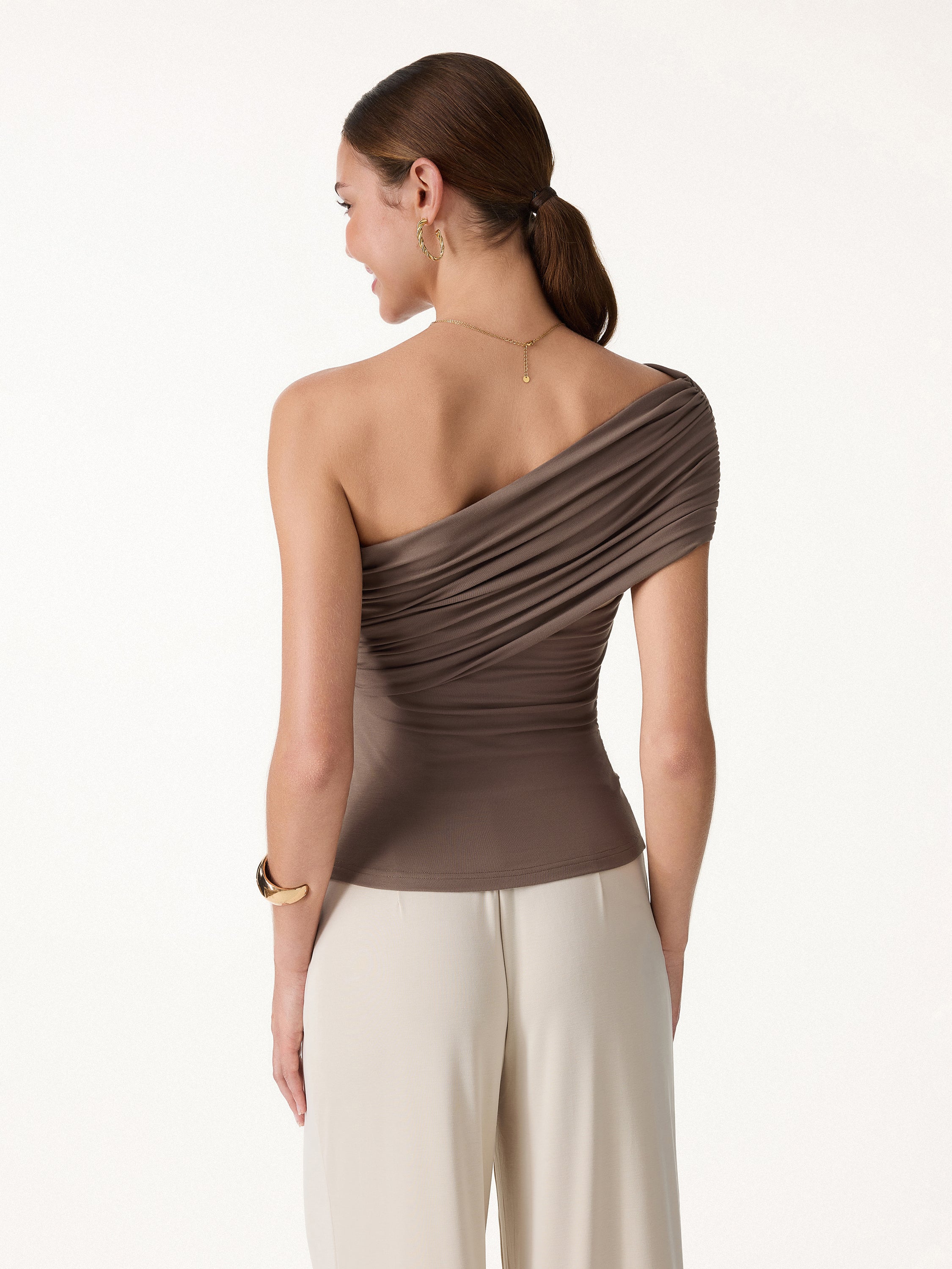 One Shoulder Gathered Bra Top - Image 9