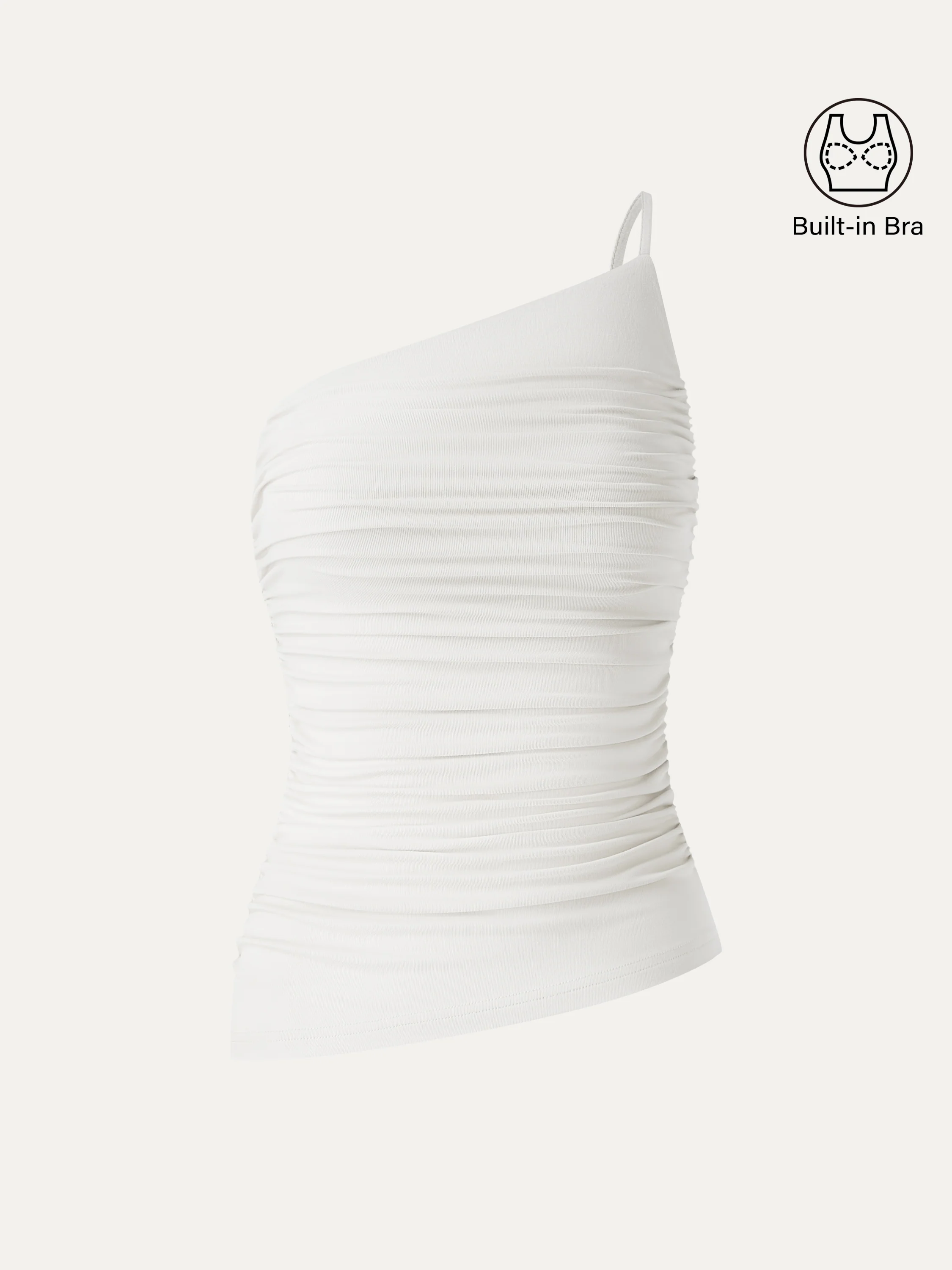 Ruched One Shoulder Asymmetrical Bra Top